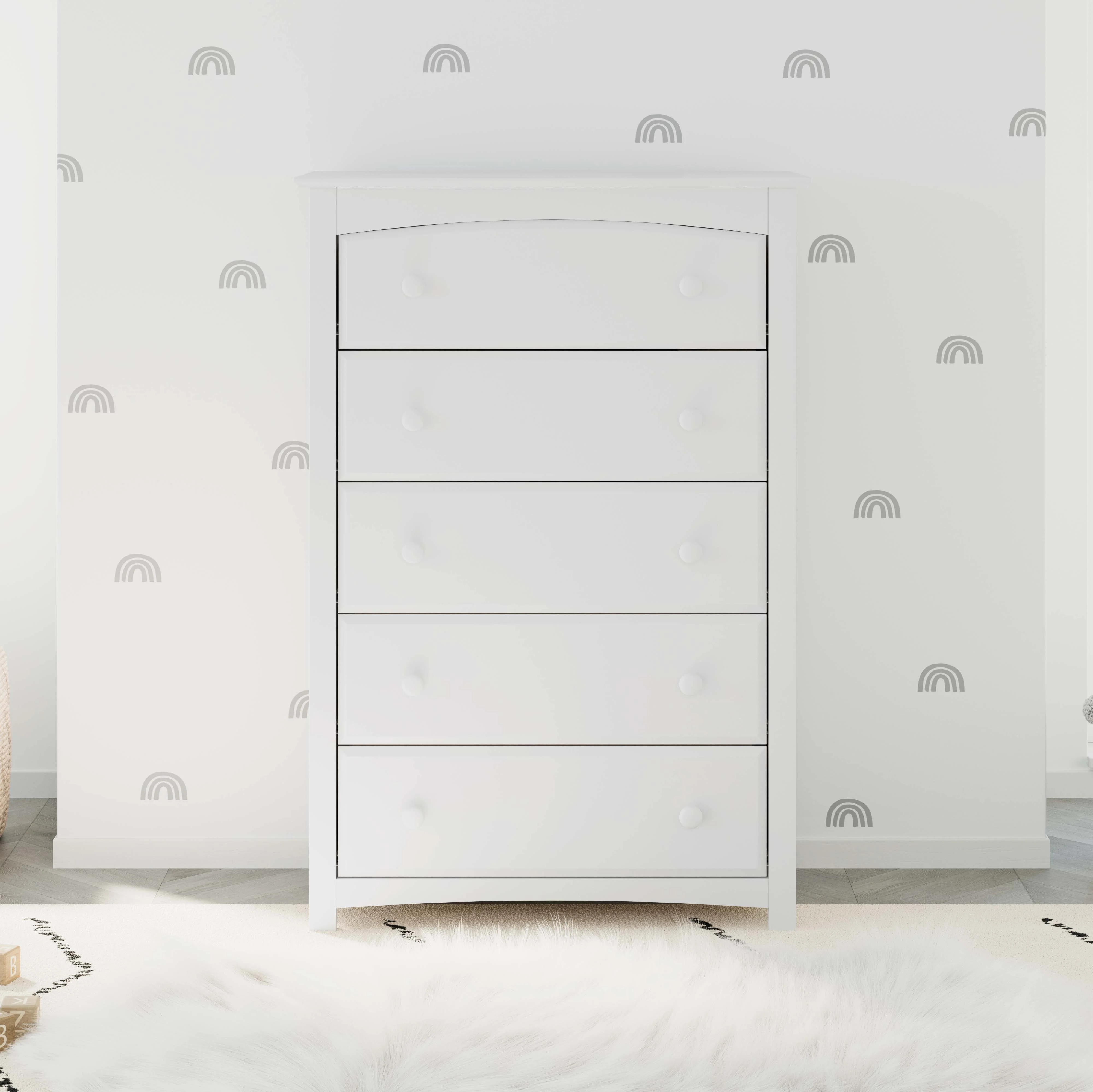 Storkcraft Kenton 5 Drawer Kids and Baby Dresser White