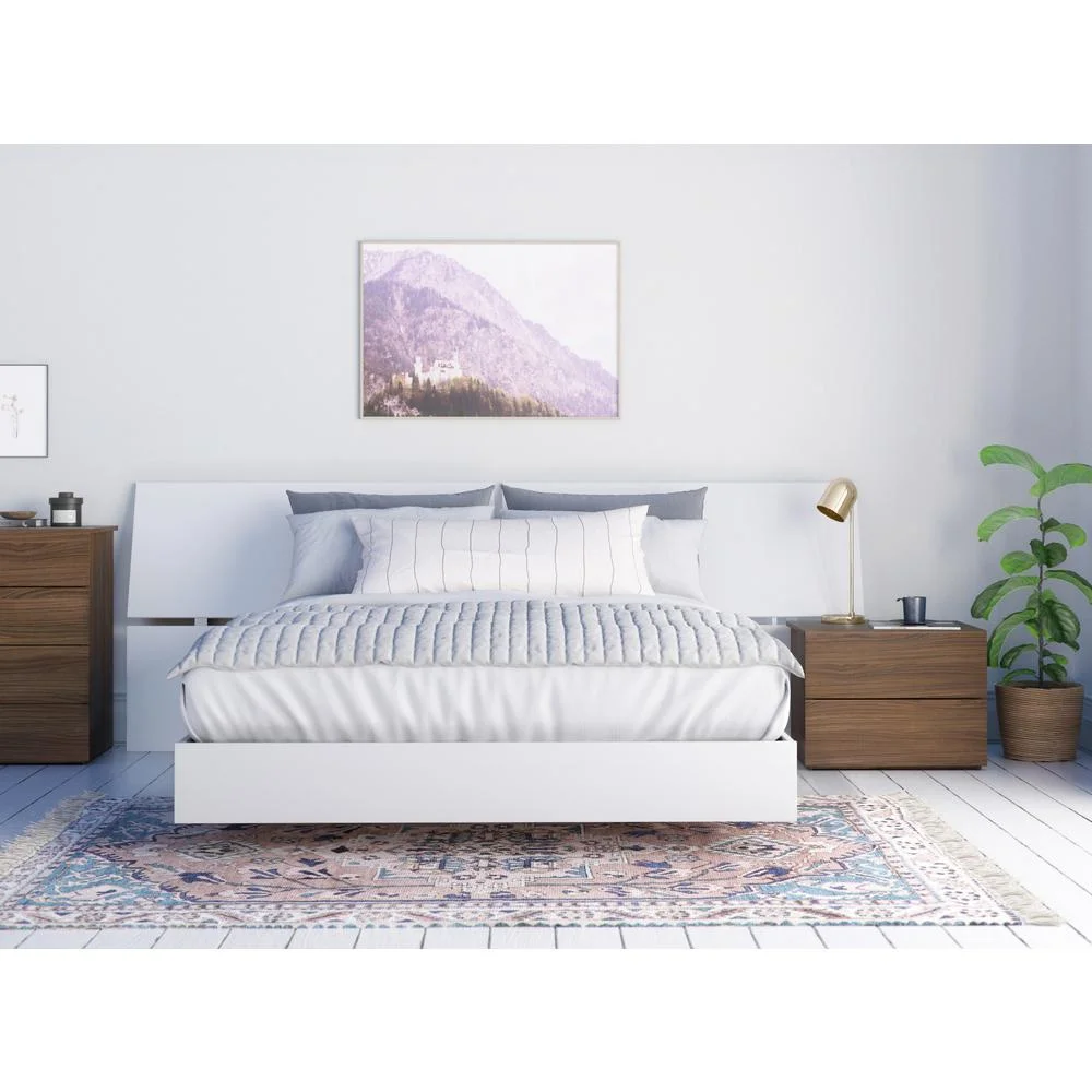 Nesta 3 Piece Queen Size Bedroom Set Walnut and White