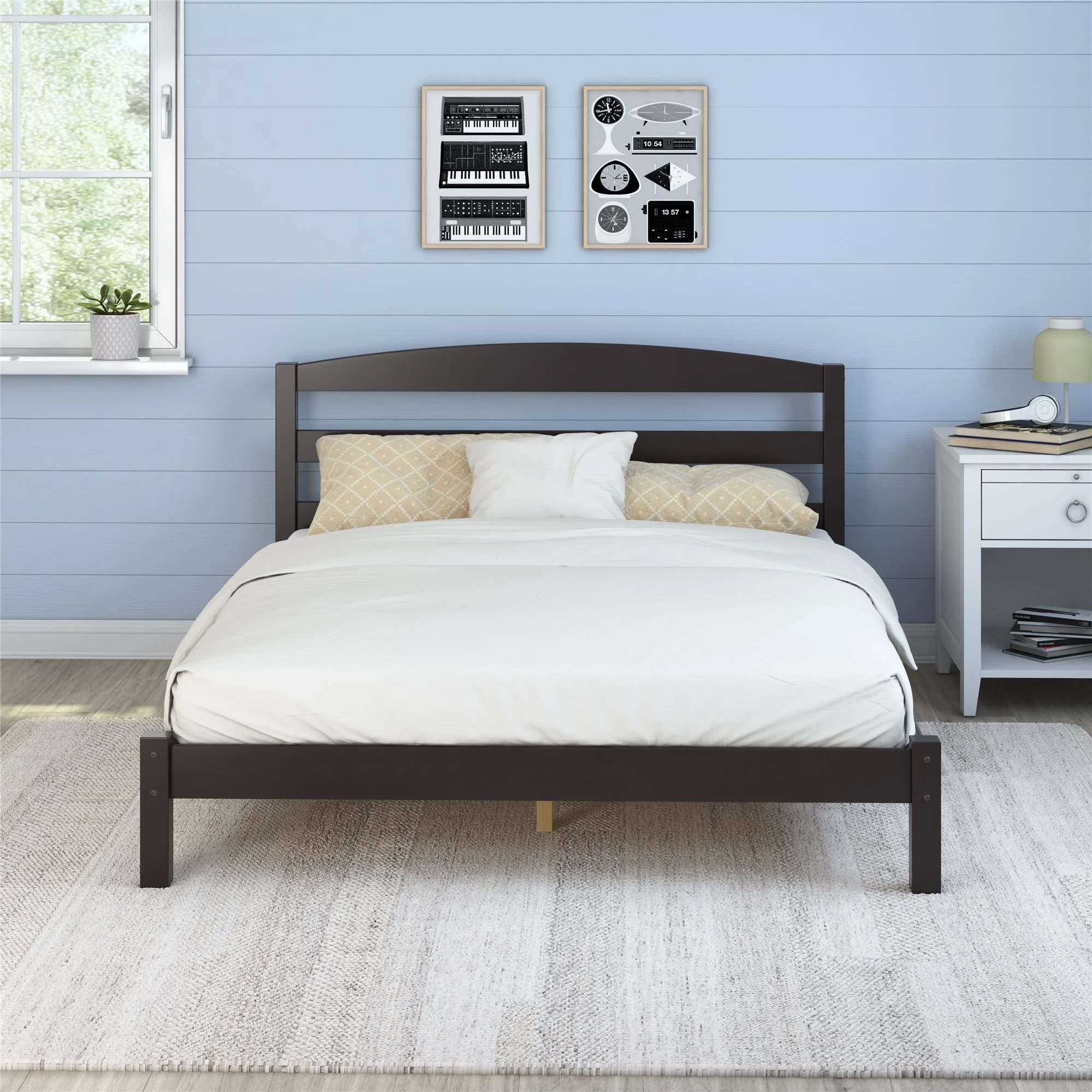 Better Homes & Gardens Leighton Solid Wood Platform Bed Frame, Full, Espresso