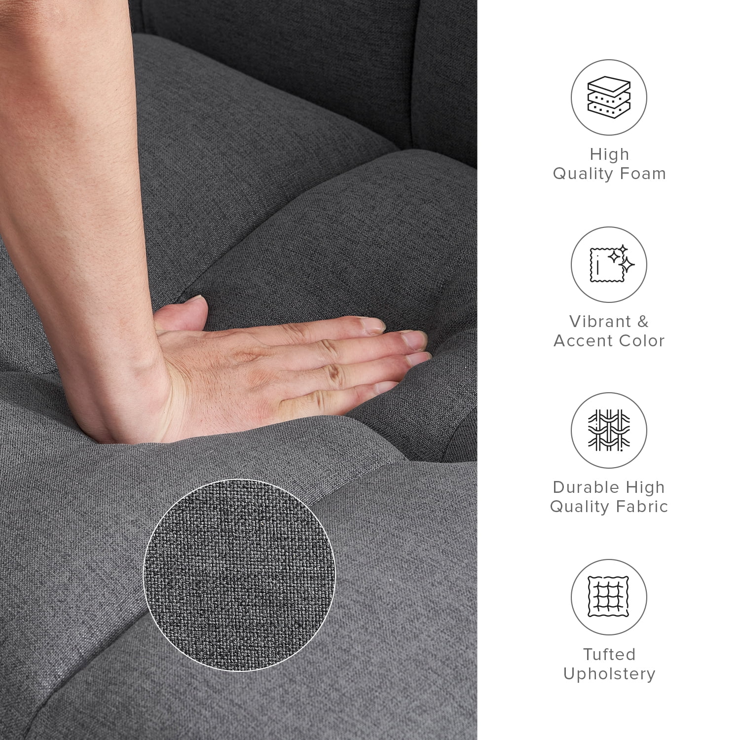 Mopio Aaron Futon Twin Size Convertible Sofa Sleeper Futon with Arms Split Back Design 77.5