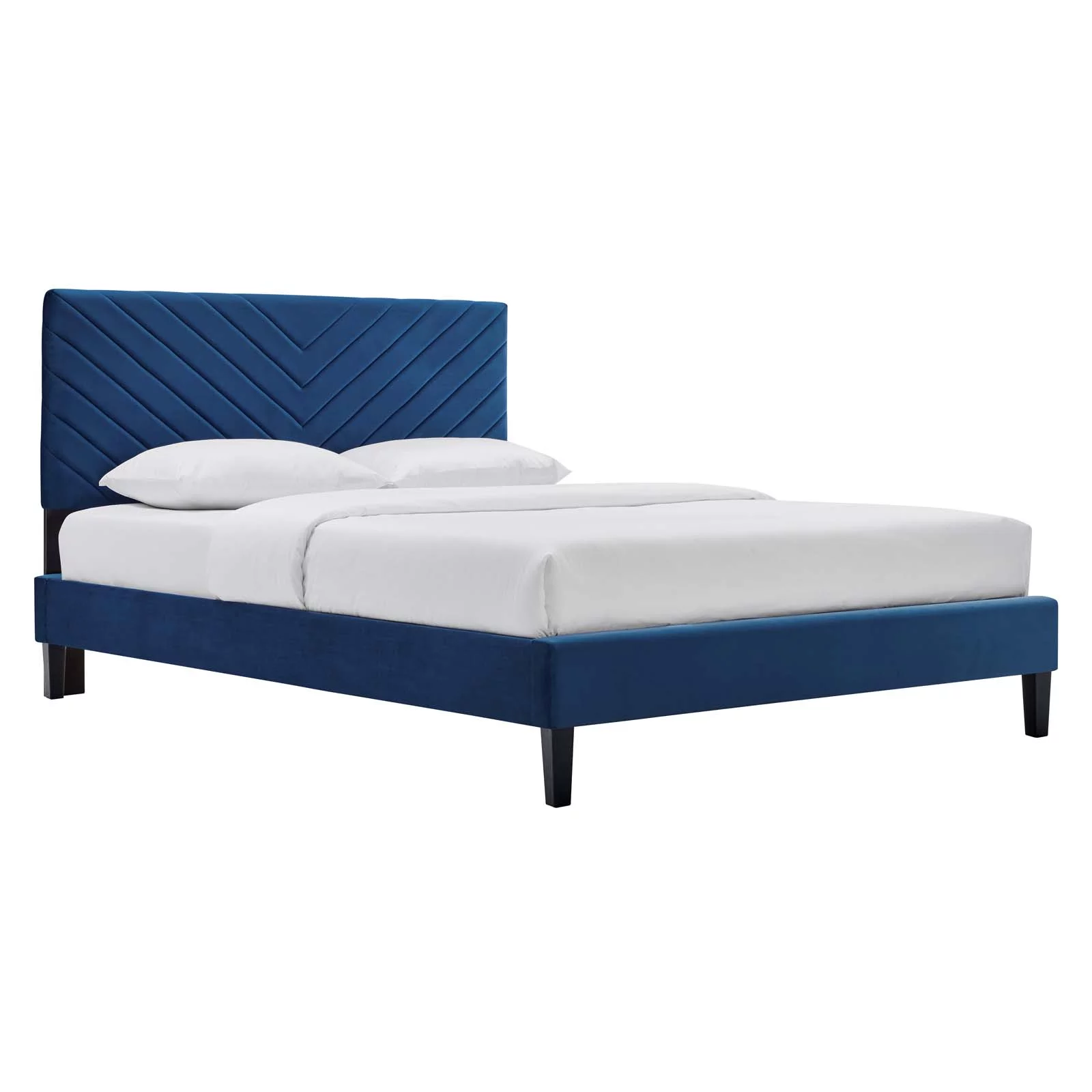 Modway Roxanne Modern Performance Velvet Twin Platform Bed in Navy