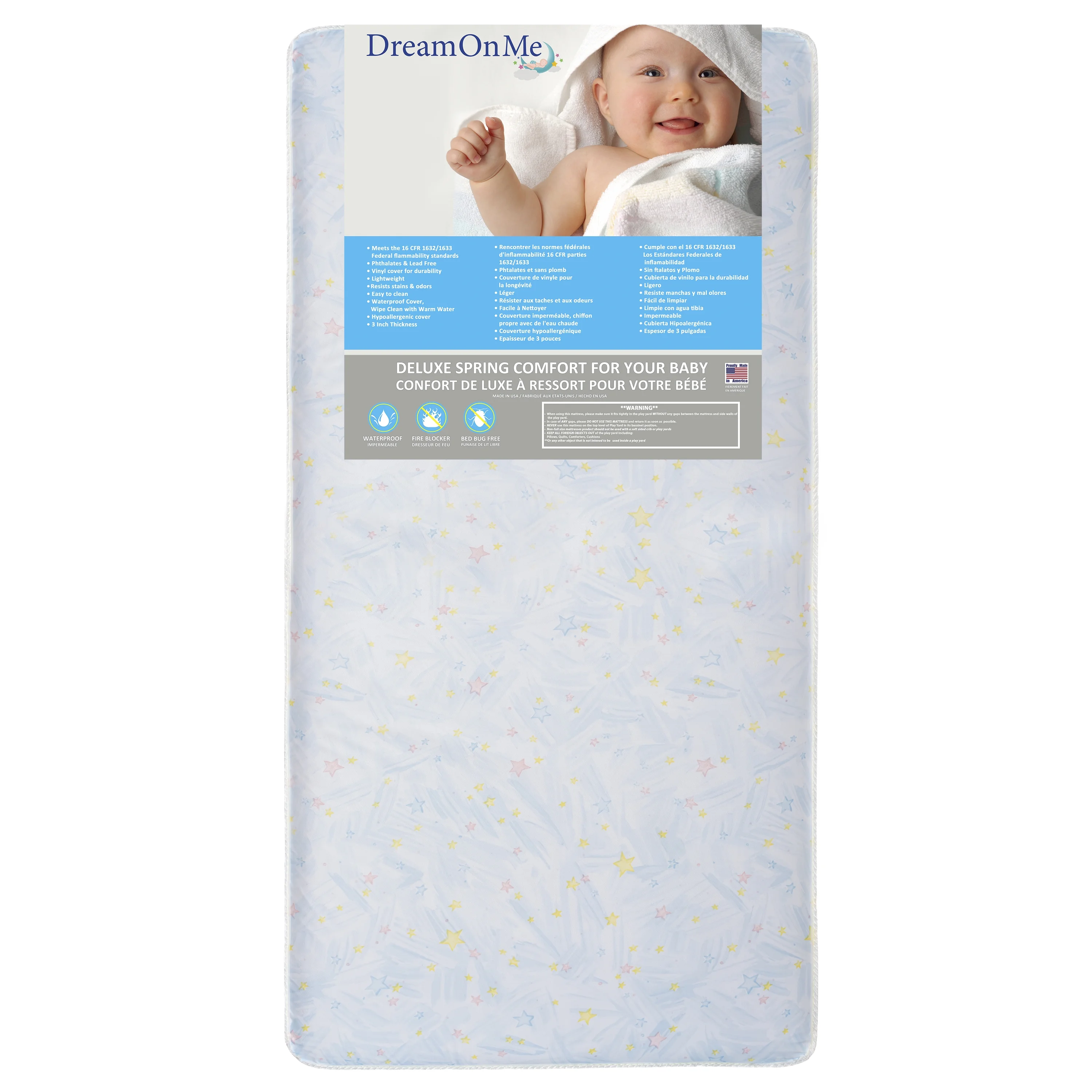 Dream on Me Star Bright 180 Coil Crib & Toddler Mattress