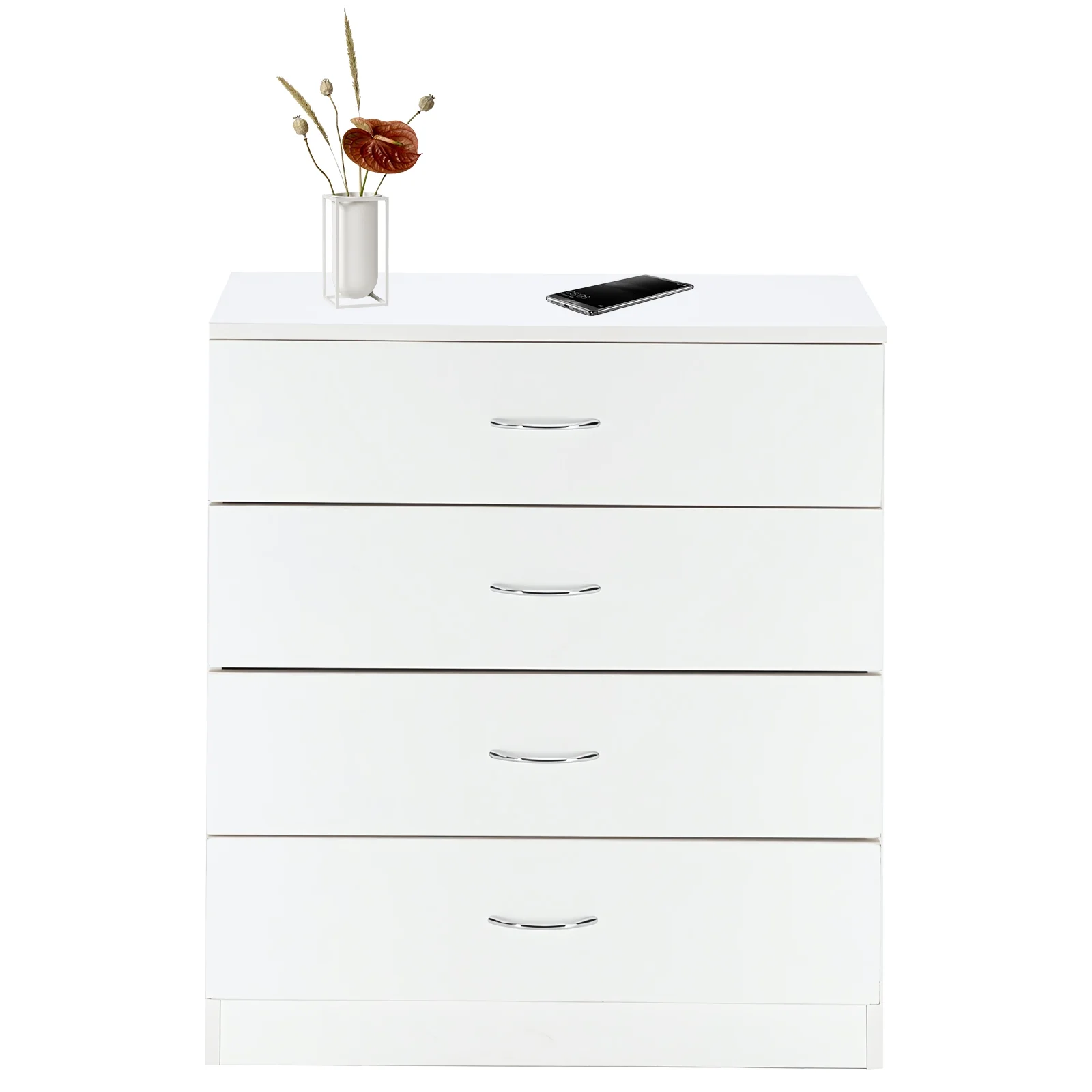 SYTHERS 4-Drawer Dresser for Bedroom, 26W×13D×29H Modern Storage Chest of Drawers, White