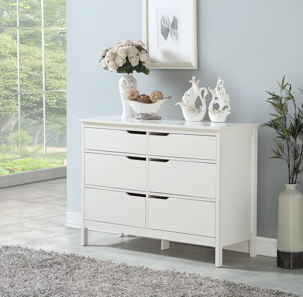 Angel Line Lauren 6 Drawer Double Dresser, White