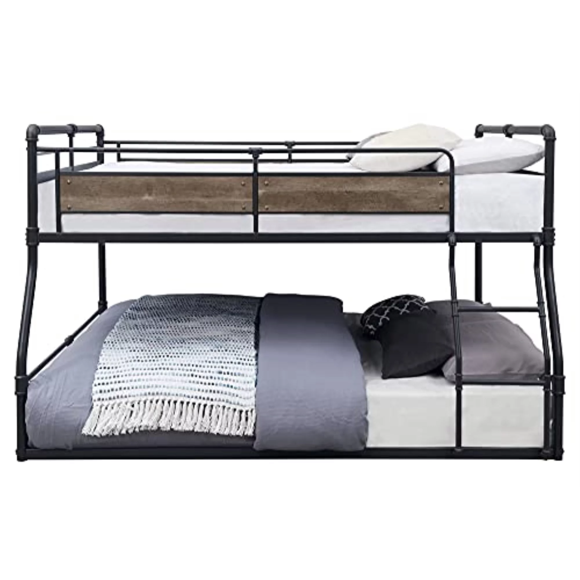 Ergode 50 Inches Full/Queen Bunk Bed with Antique Oak, Sandy Black & Dark Bronze Hand-Brushed Finish
