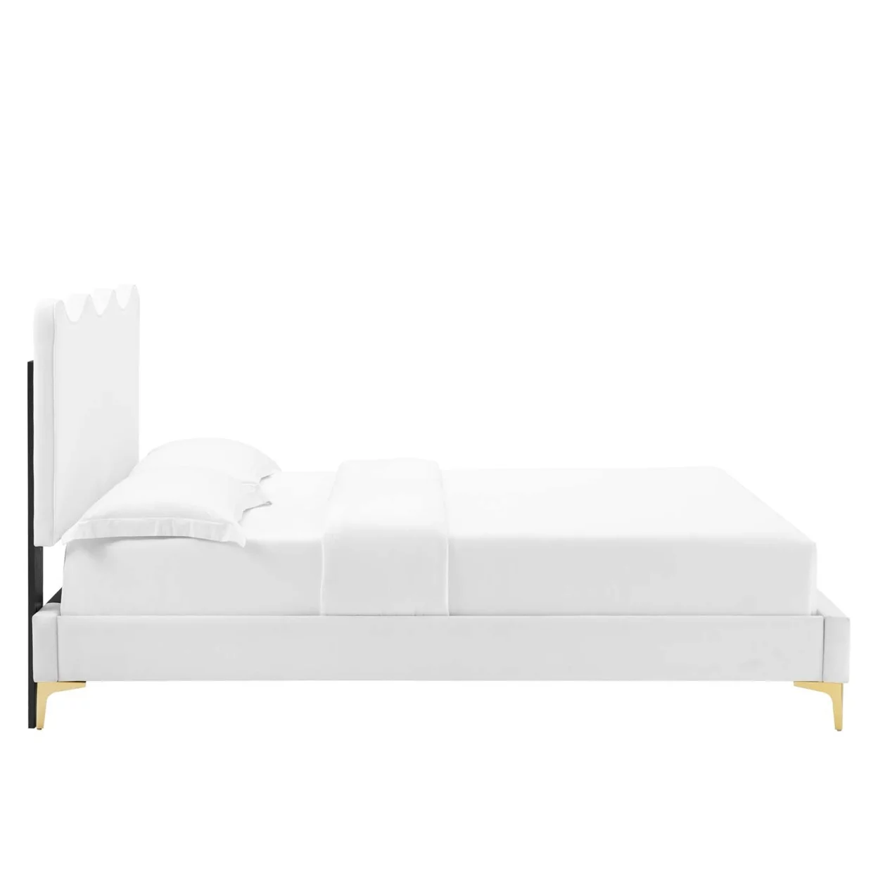Modway Current Performance Velvet Full Platform Bed in White