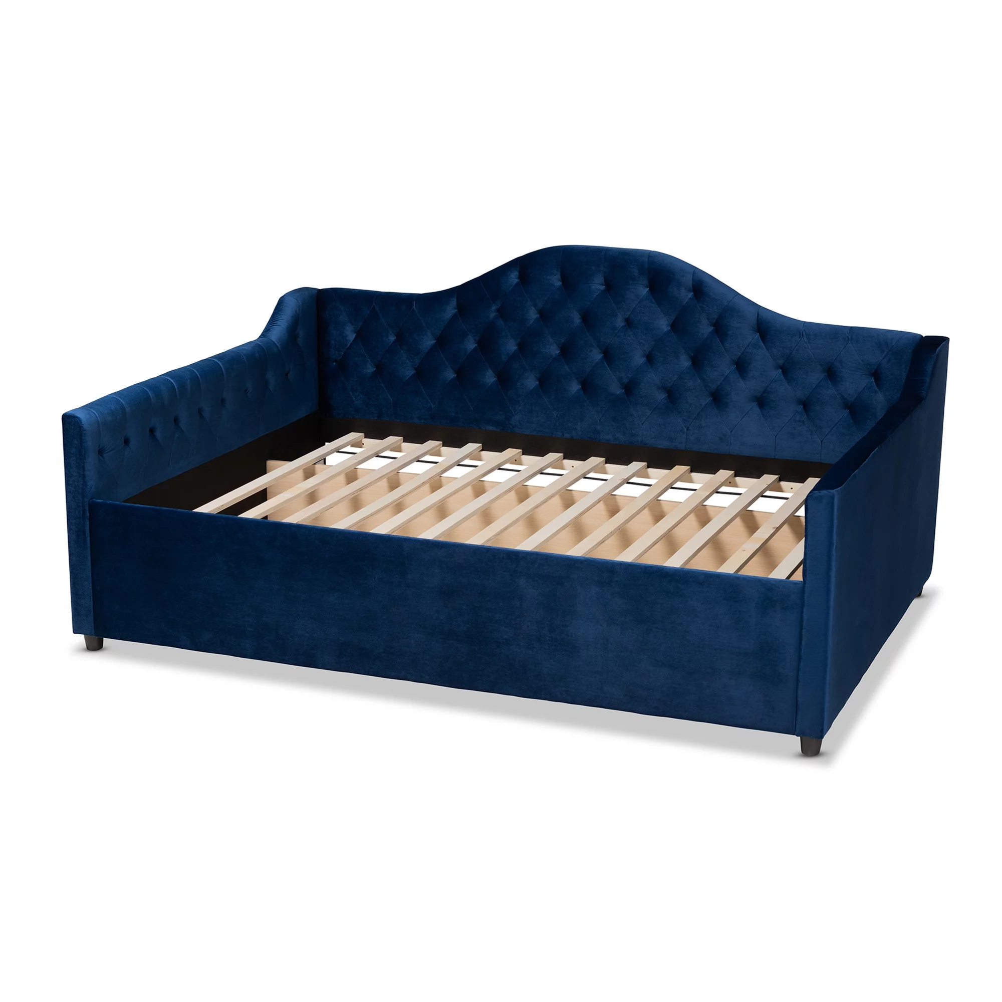 Baxton Studio Perry Royal Blue Velvet Button Tufted Full Size Daybed