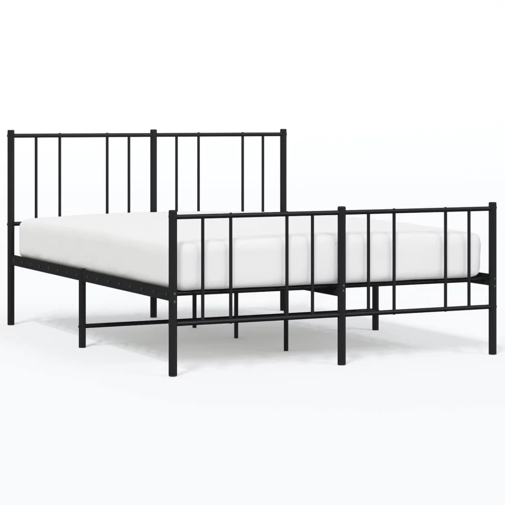 Dcenta Metal Bed Frame with Headboard and Footboard Black 59.8
