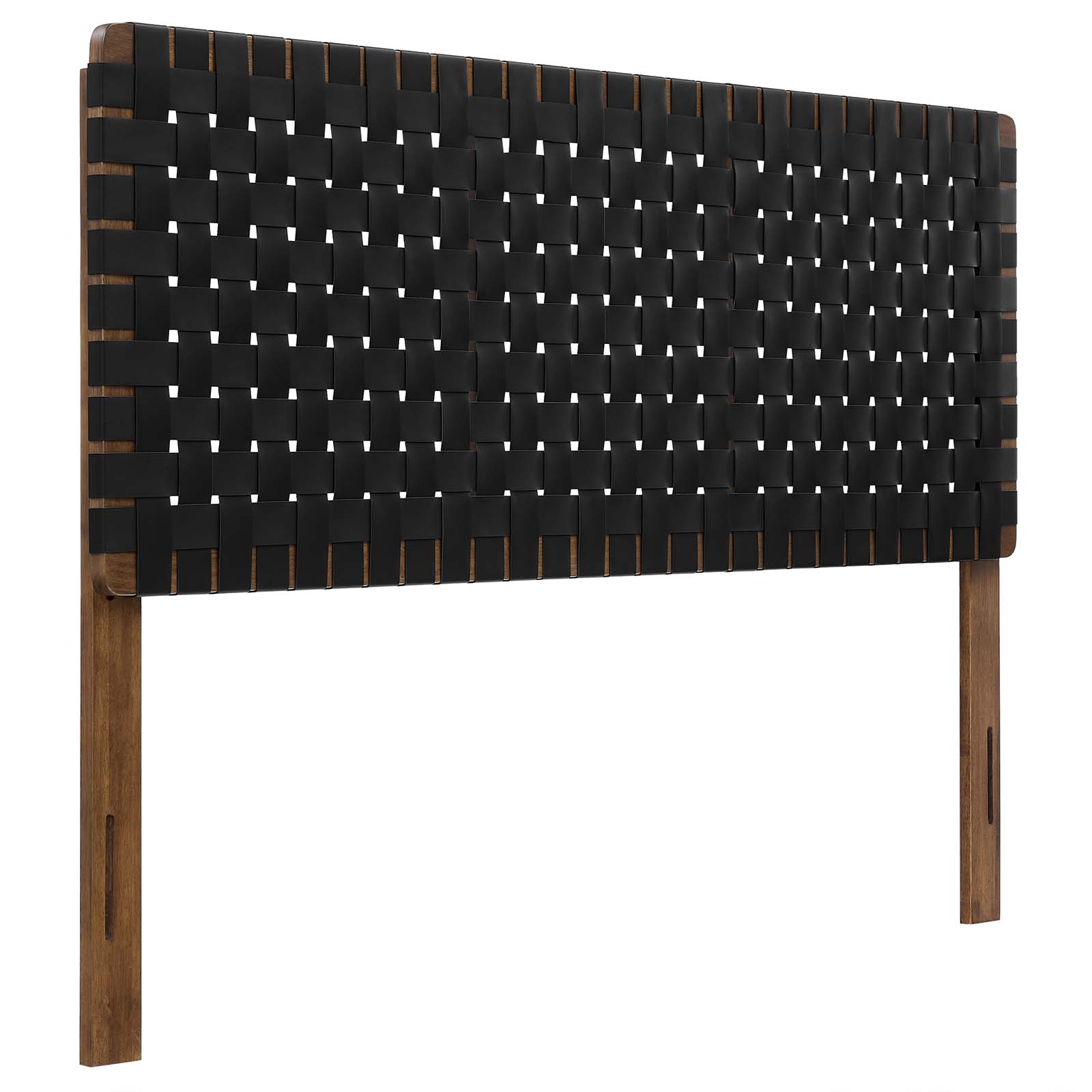 Modway Sparta Weave Queen Vegan Leather Headboard in Walnut Black