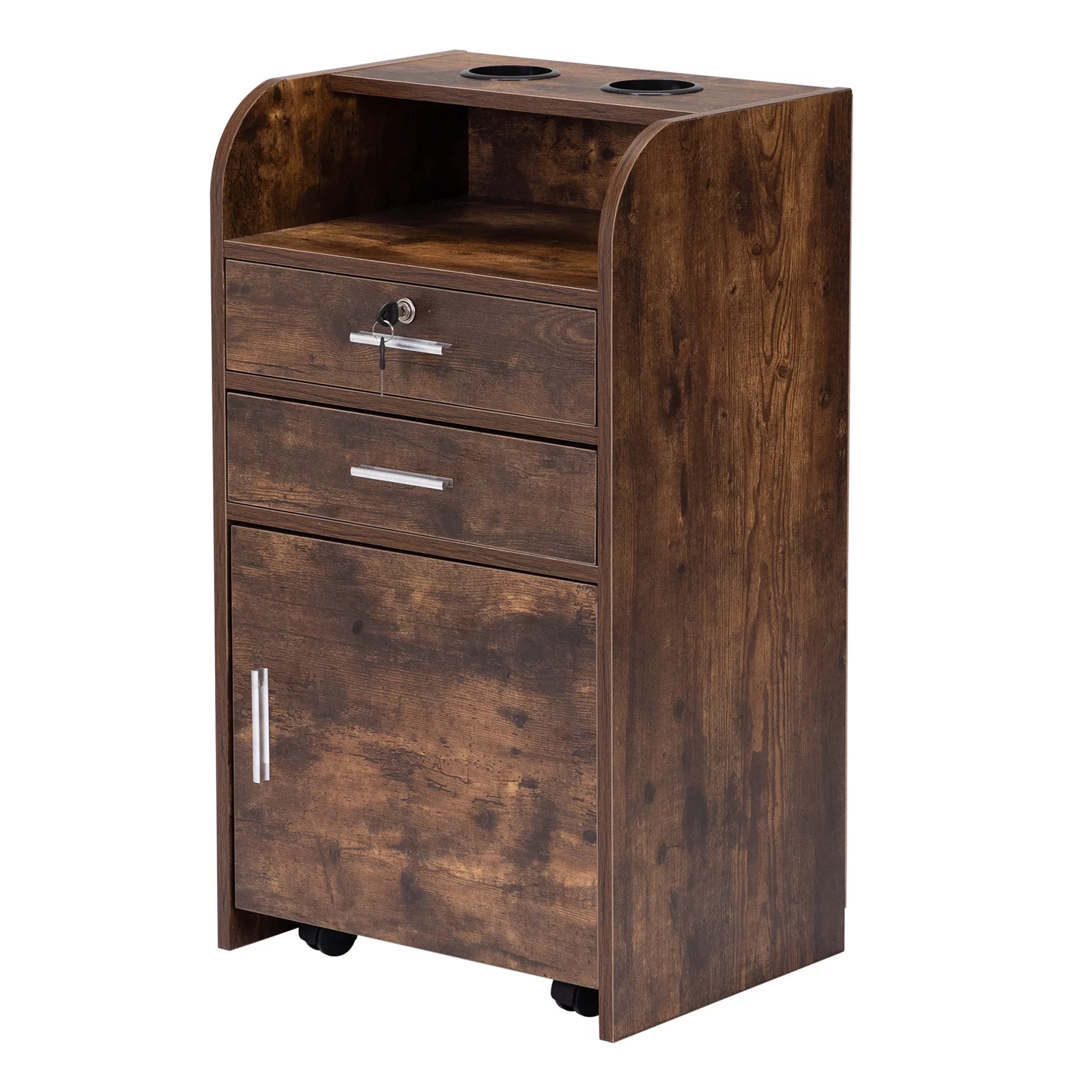 Anself Flamed Wood Grain Beauty Salon Chest of Drawers , Convenient Removable Storage for Beauty Essentials and Hair Accessories