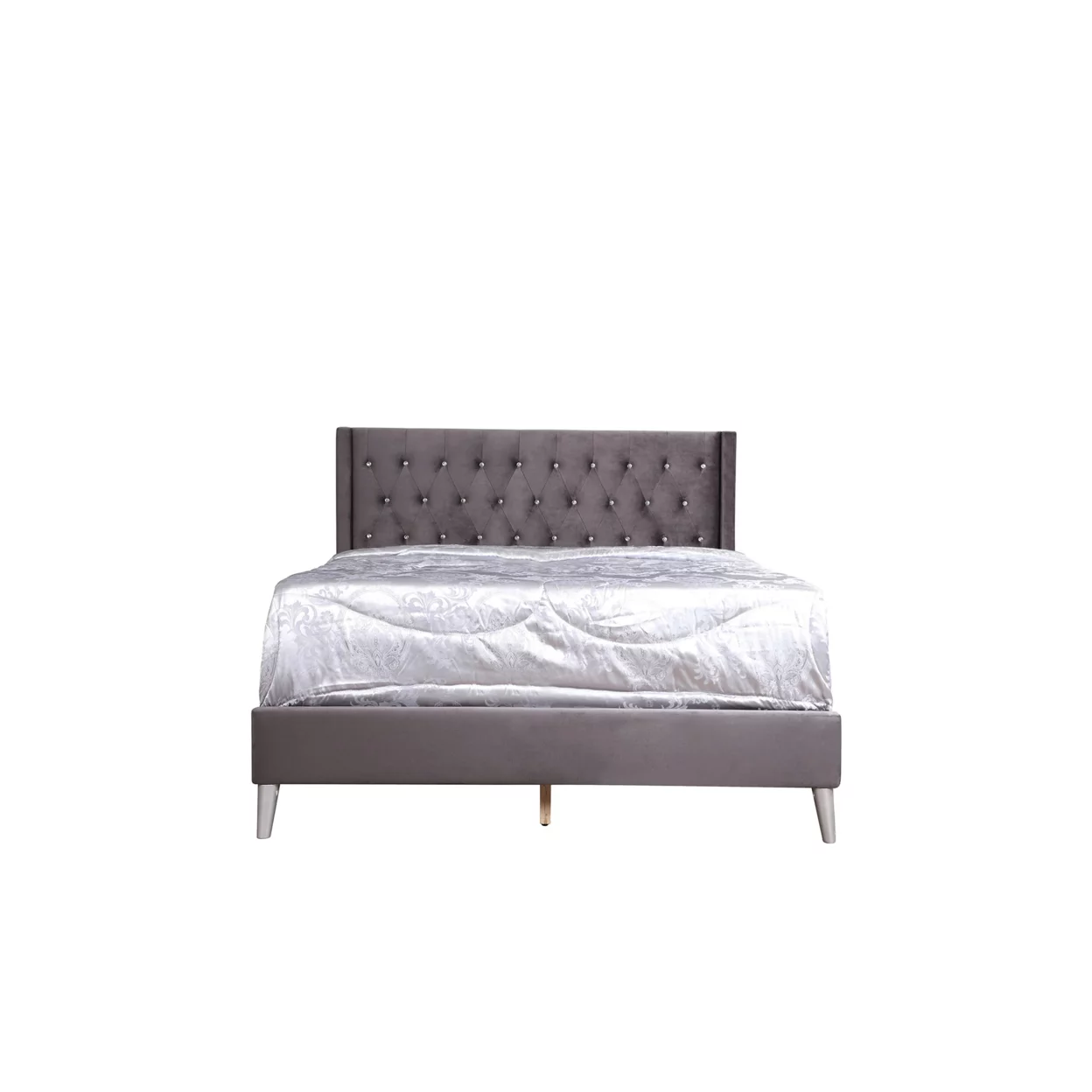 Home Bedroom Furniture Bergen Dark Gray Queen Tufted Panel Bed