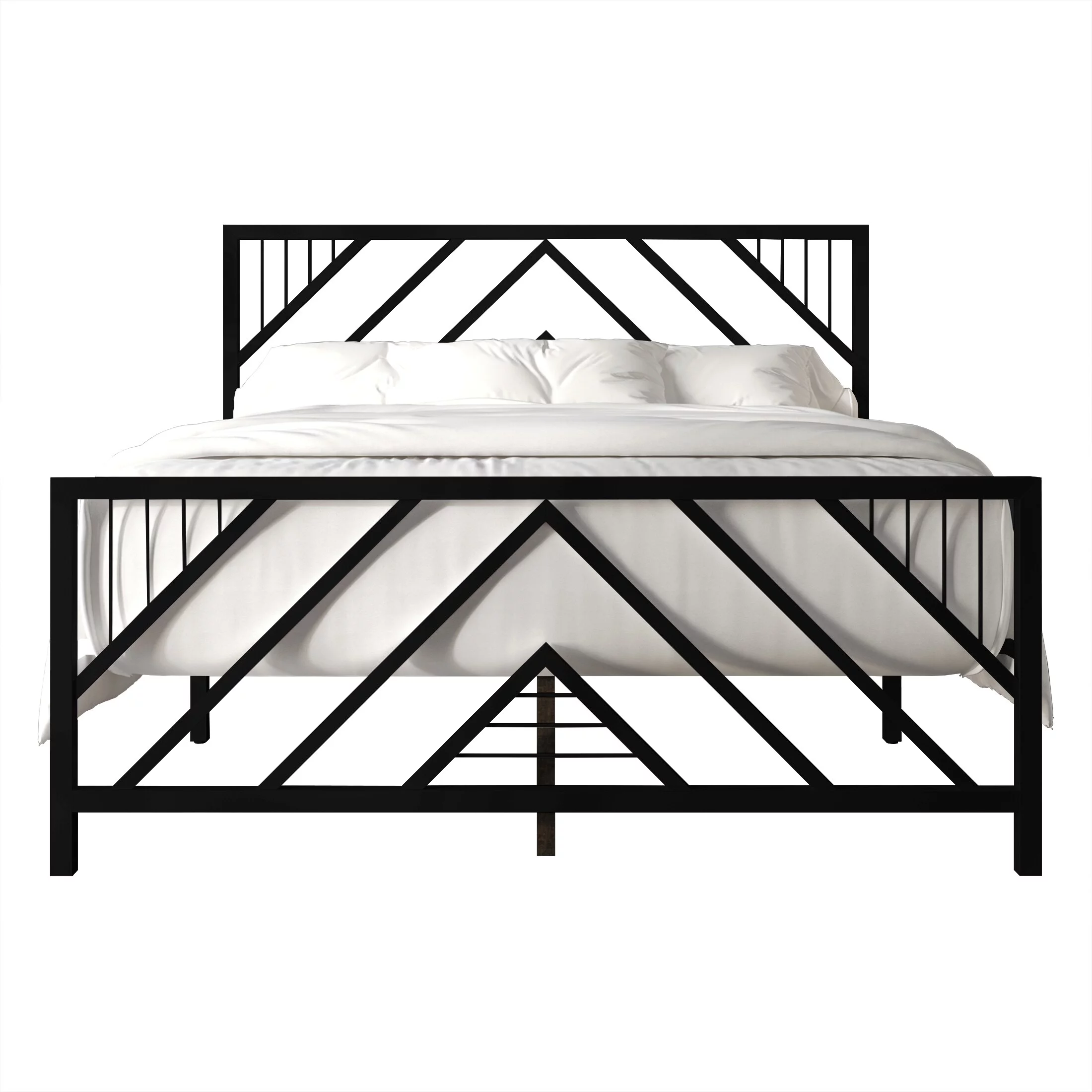 CraftPorch  Classic Geometric Slat Metal Platform Bed Black - Twin