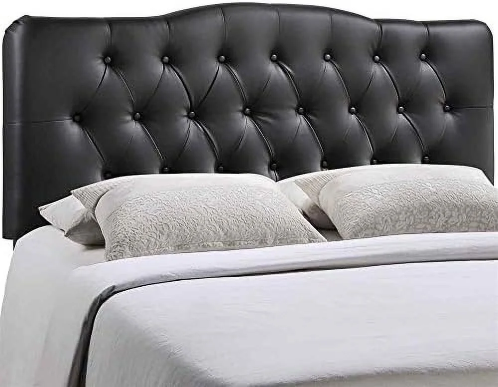 KHBIULIFE Annabel Tufted Button Faux Leather Upholstered Full Headboard in White