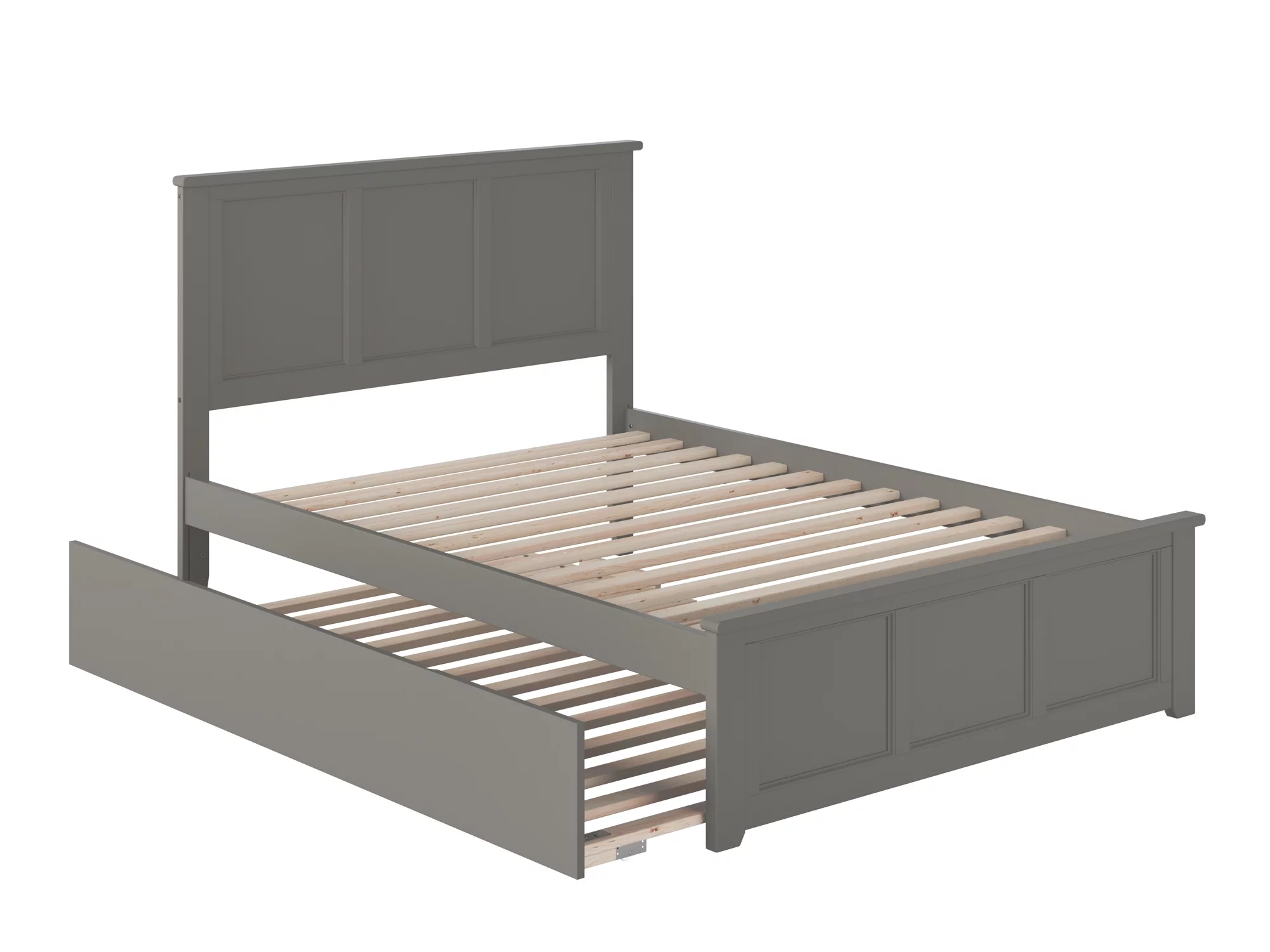 Madison Full Platform Bed with Matching Foot Board with Full Size Urban Trundle Bed in Grey
