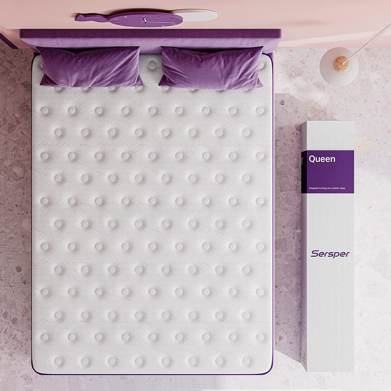 Full Size Hybrid Mattress, Sersper 10 Inch Pillow Top Mattress with Gel Memory Foam, Fiberglass Free, Medium Firm Mattress for Back Pain Relief & Cool Sleep