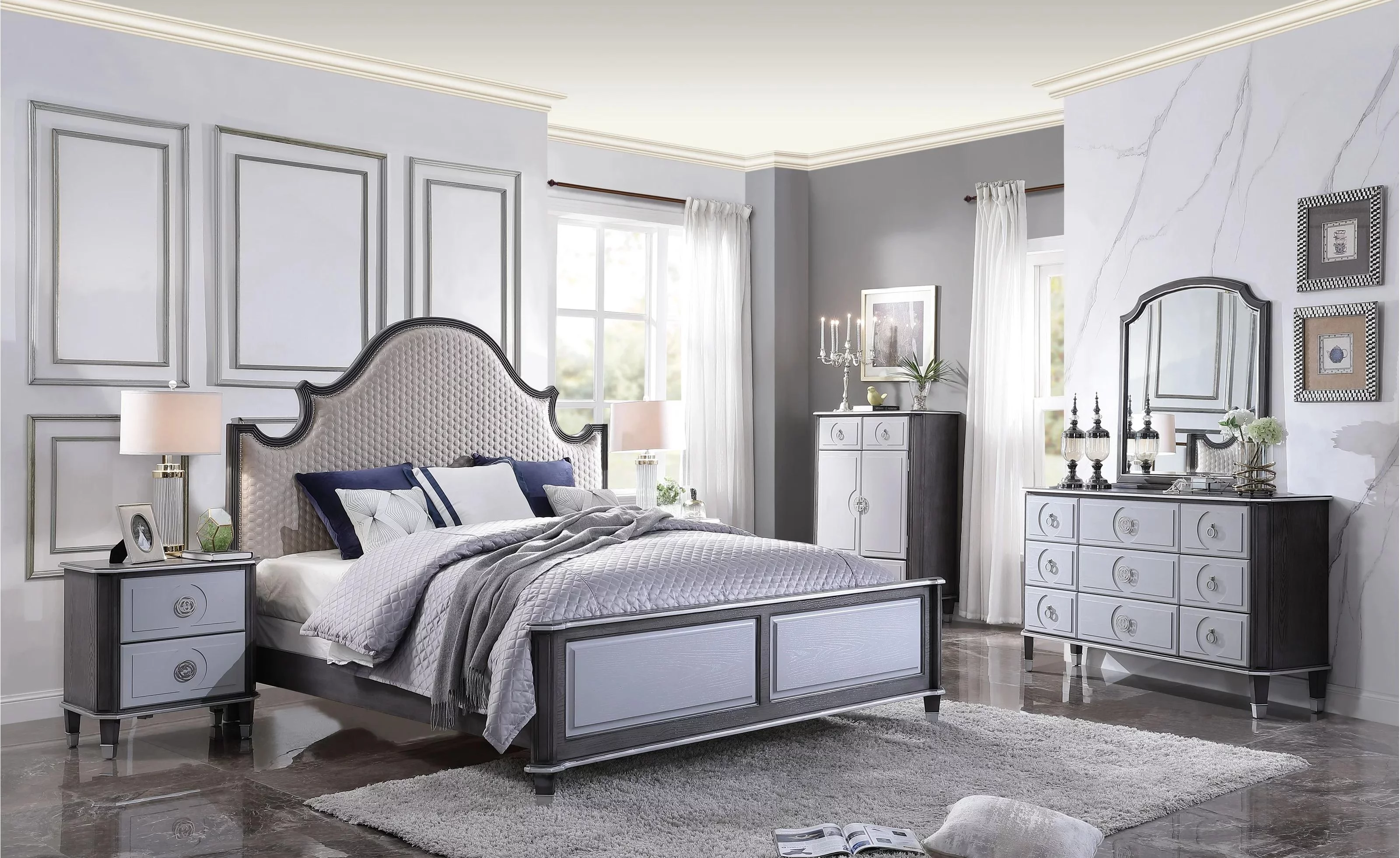Transitional Beige California King Bedroom Set Acme House Beatrice 28804CK-3pcs