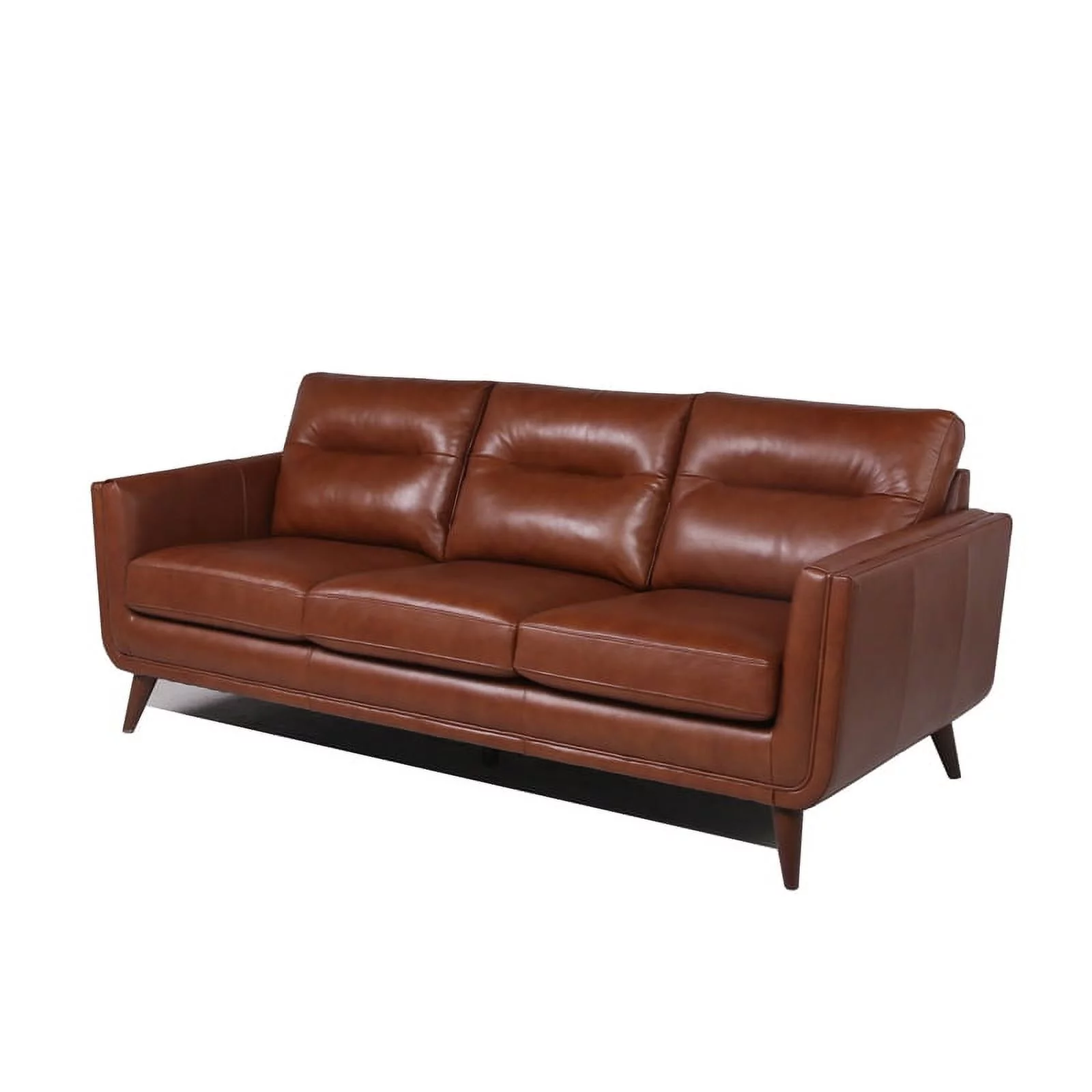 Rex Mid-Century Leather Sofa in Cobblestone Brown