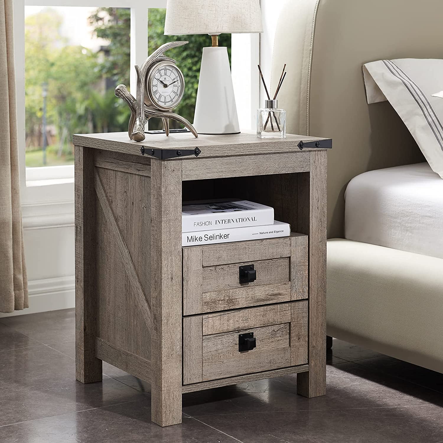 Farmhouse 8 Drawers Dresser Chests for Bedroom Wood Rustic Wide Chset of Drawers Storage Dressers Organizer for Bedroom Living Room Hallway Reclaimed Barnwood
