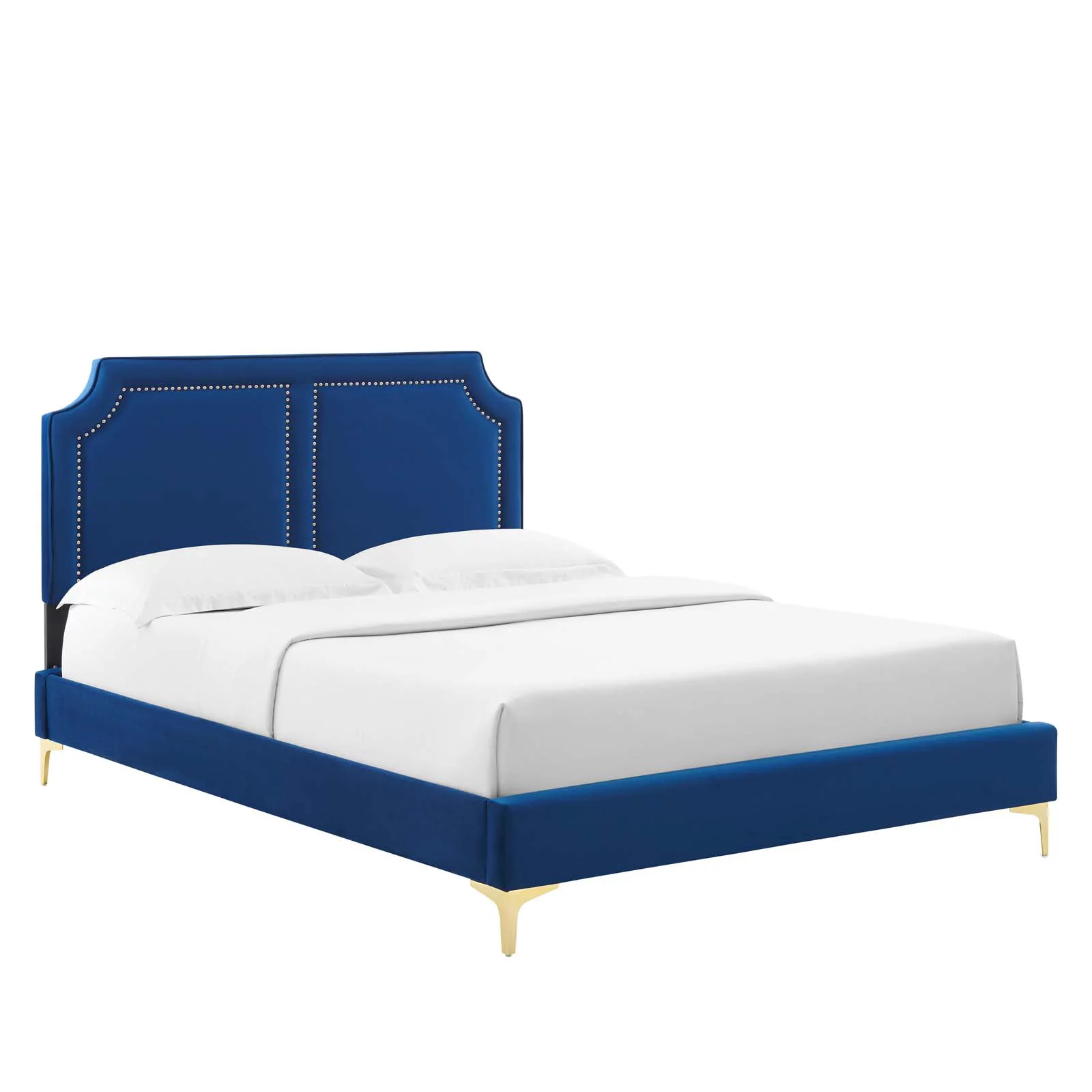 Modway Novi Performance Velvet King Bed in Navy