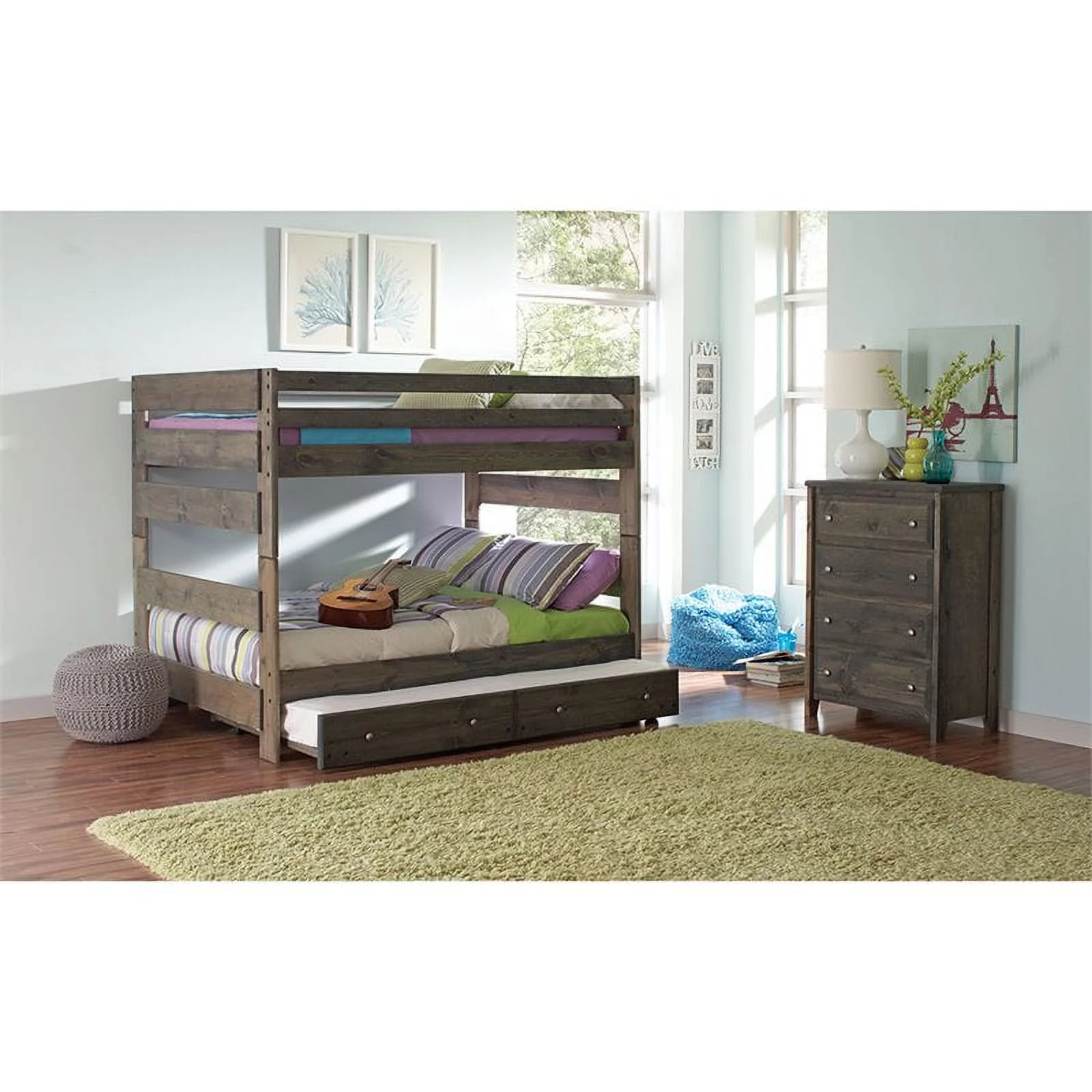 Rosebery Kids Full Over Full Bunk Bed in Gun Smoke and Pewter