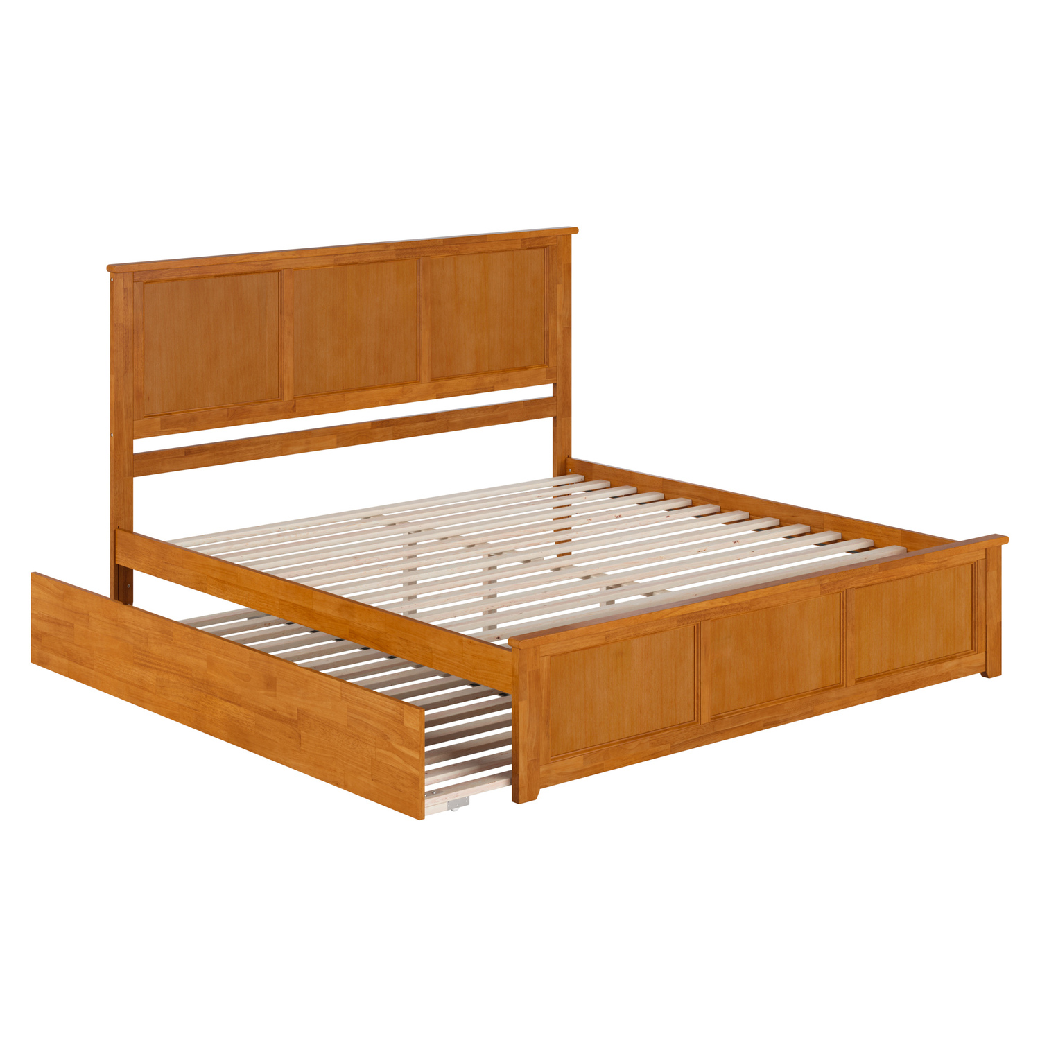 Madison King Platform Bed with Matching Footboard & TXL Trundle in Light Toffee