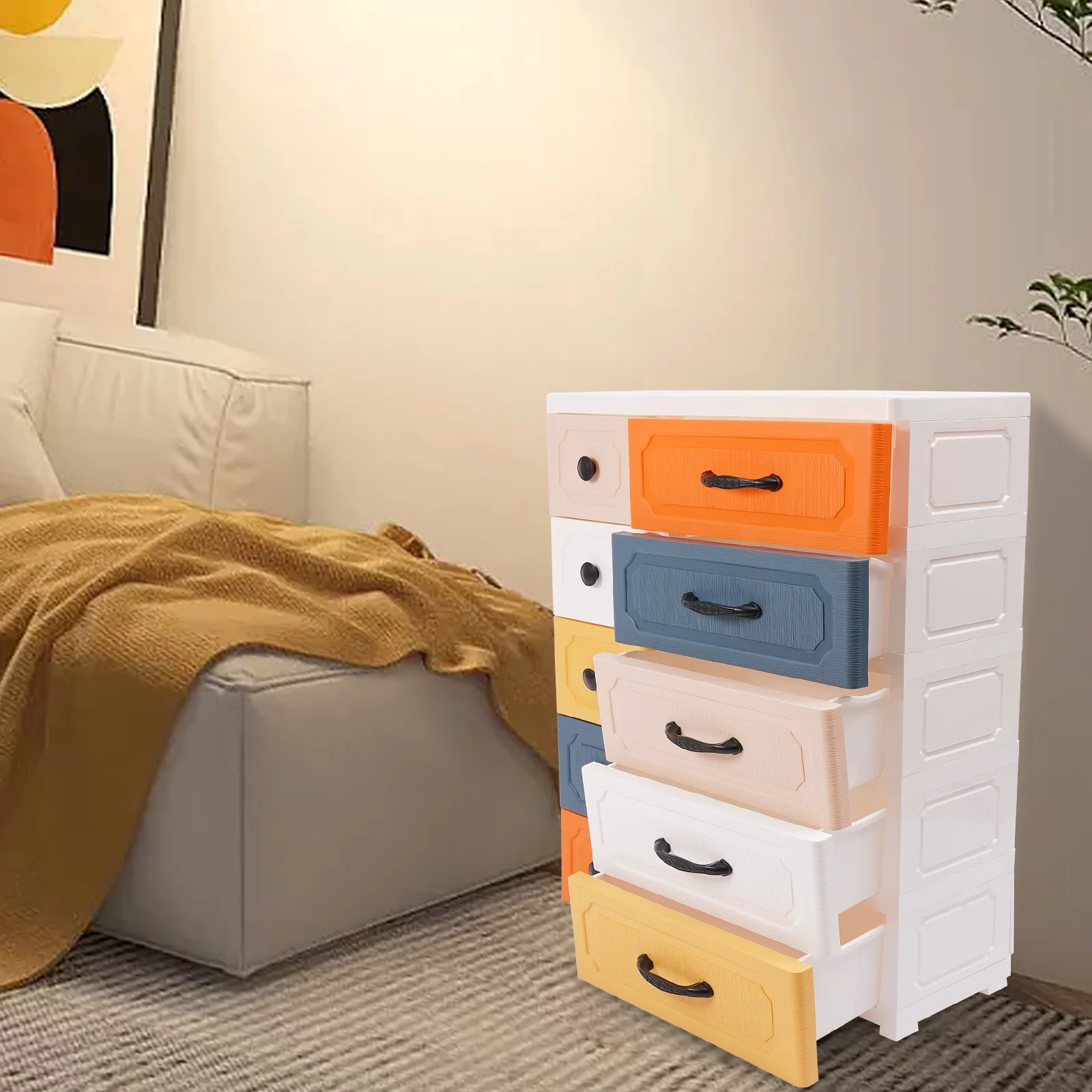 Wuzstar Plastic Dressers 10 Drawers Storage Cabinet on Wheels Closet Drawer Dresser Storage Tower for Bedroom Office Organization