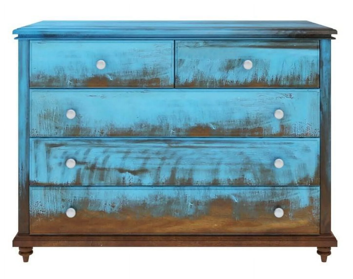 Empire Blue Dawn Rustic Solid Mango Wood Bedroom Dresser With 5 Drawer