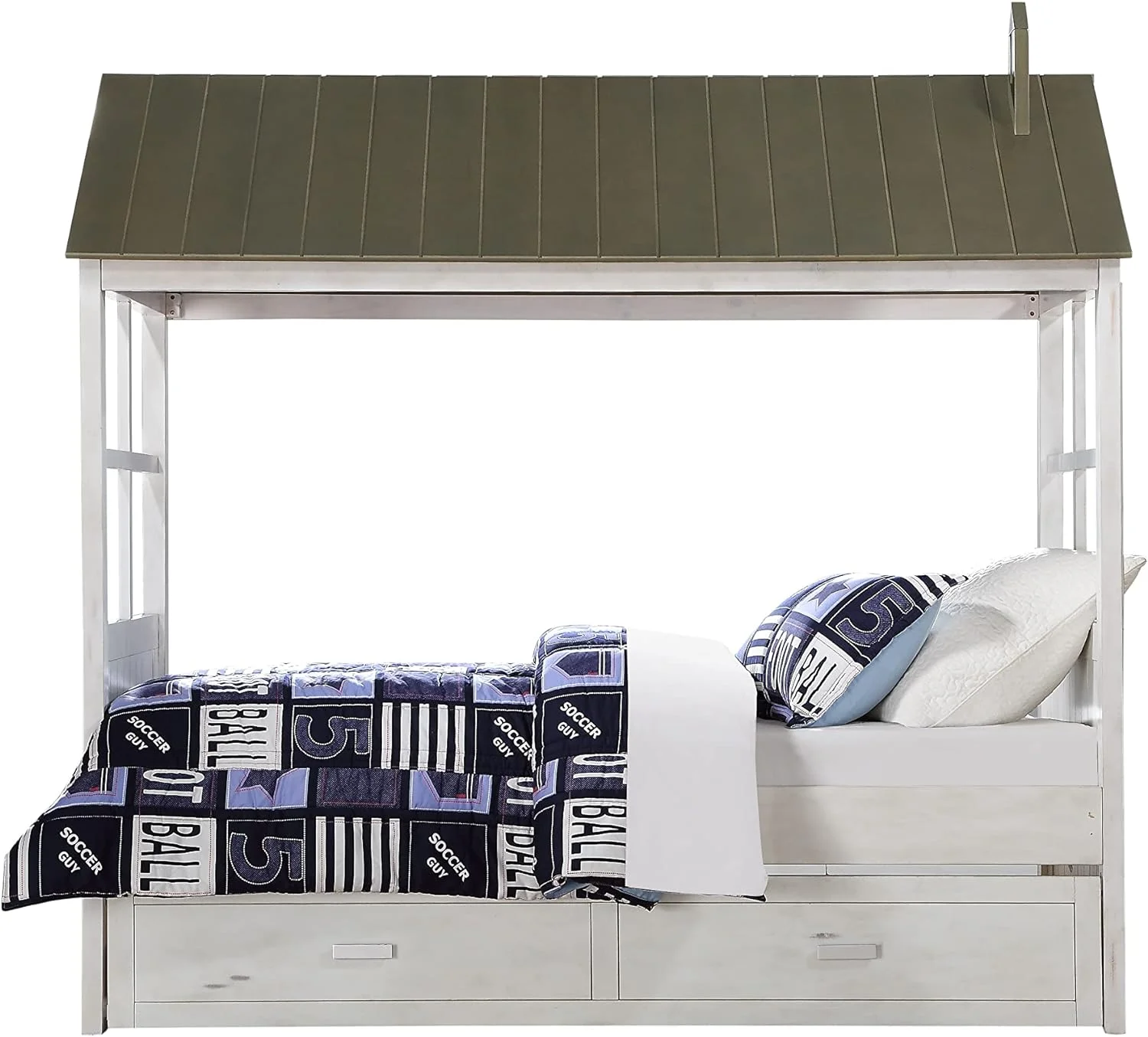 Tree House II Trundle In Weathered White Washed Gray