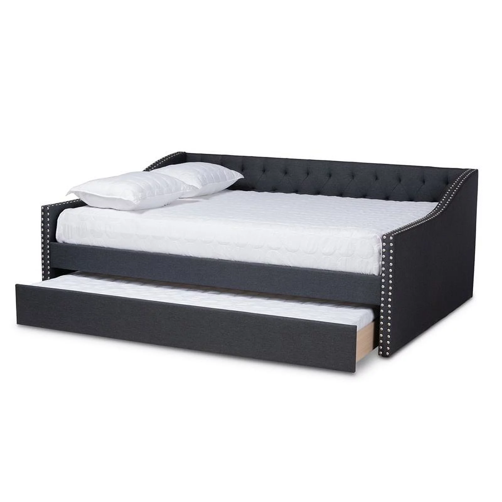 Bowery Hill Modern Fabric Upholstered Full Daybed with Trundle in Dark Gray