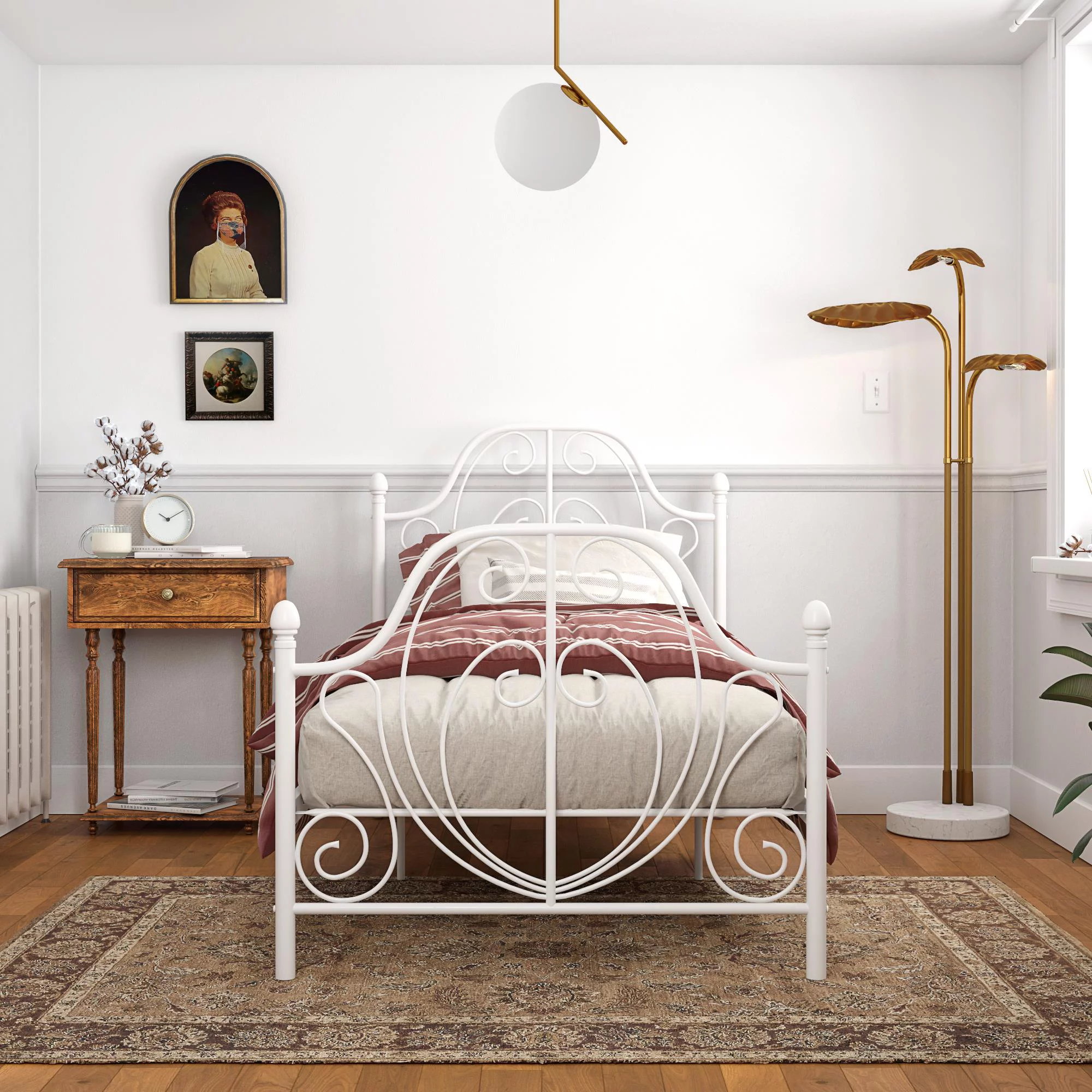 DHP Ivorie Metal Bed, Twin, White