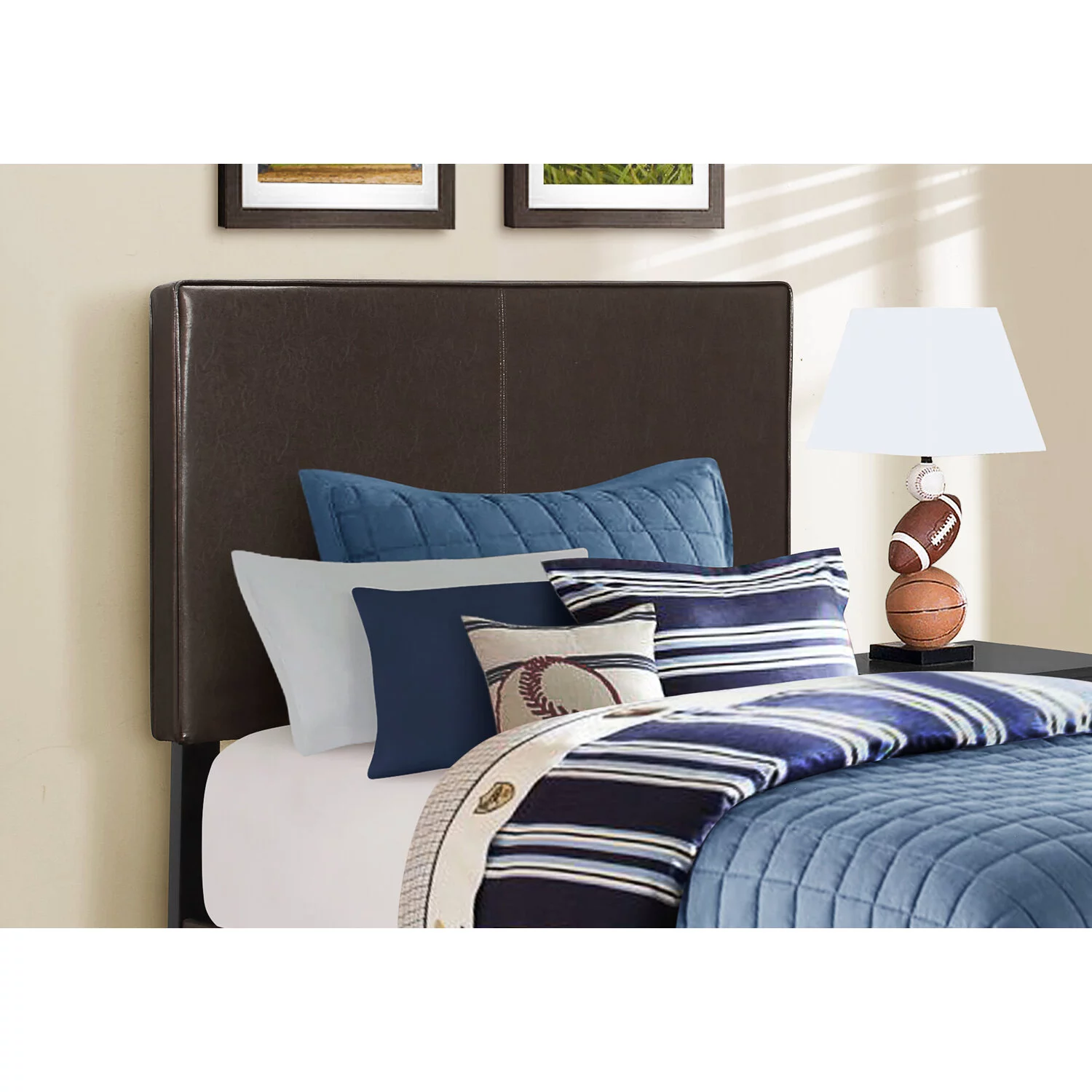 Monarch Specialties Bed Twin Size/Dark Brown Leather Look