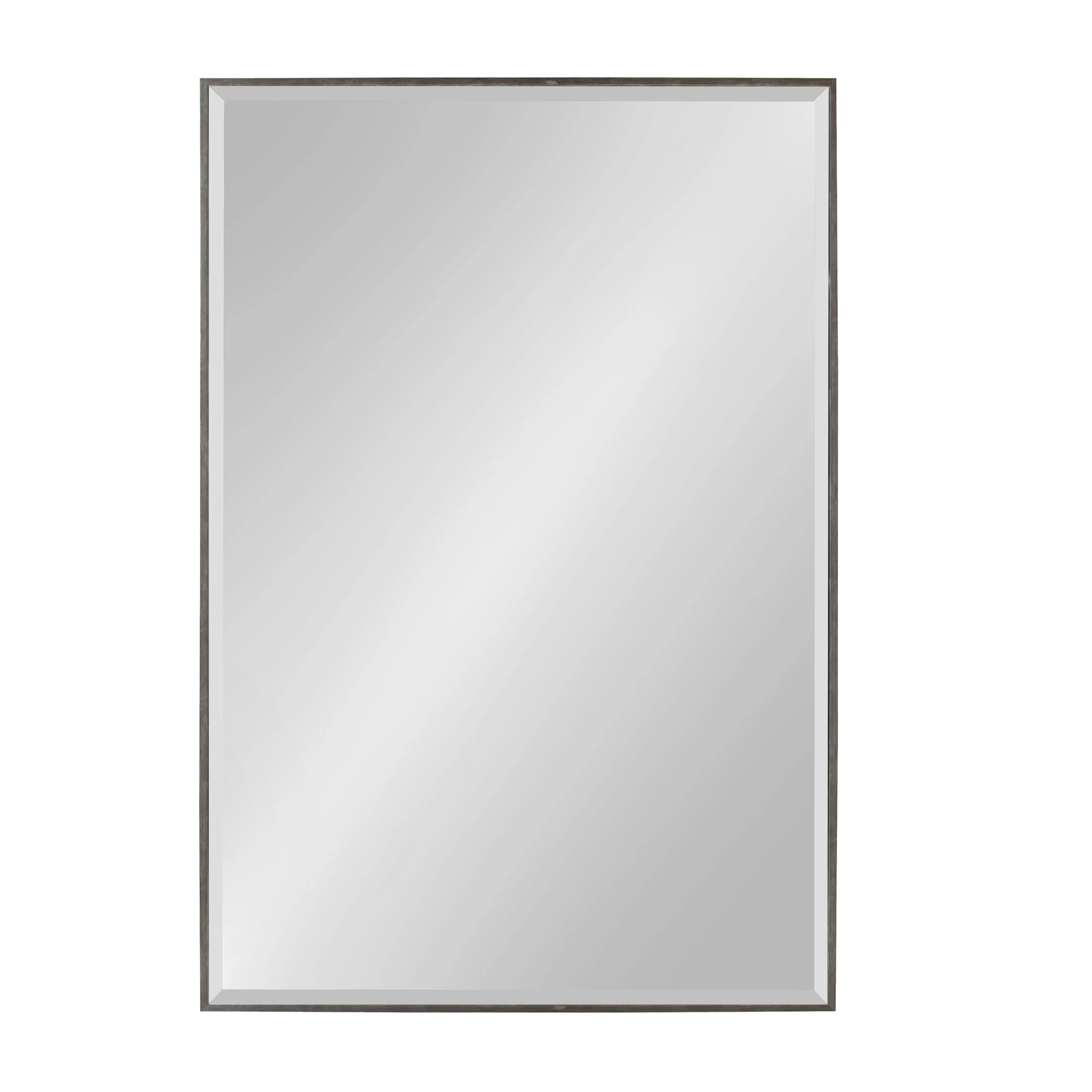 Kate and Laurel Rhodes Large Framed Decorative Rectangle Wall Mirror, 25x37 Dark Silver