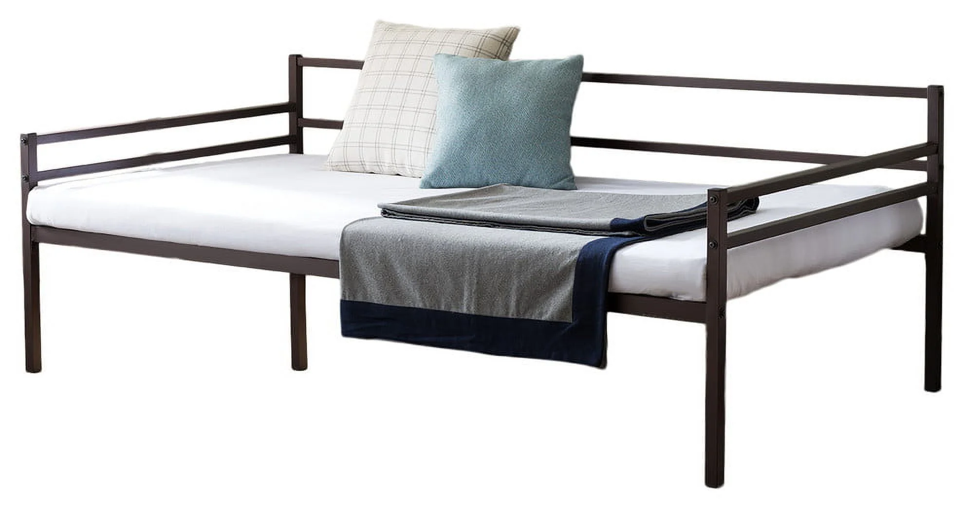 Jeru Platform Daybed Frame With 7 Slats, Twin, Bronze Metal, Modern (Headboard, Footboard, Rails & Slats)