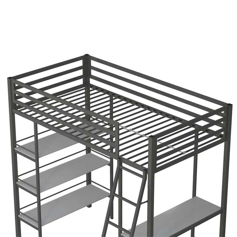 Little Seeds Nova Metal Loft Bed with Shelves