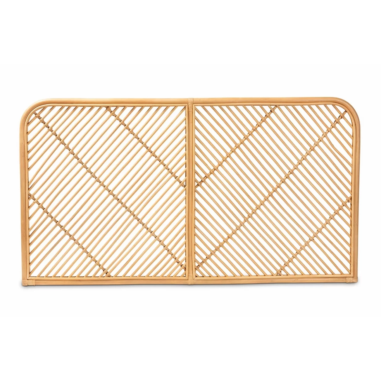 Baxton Studio Sakina Modern Bohemian Natural Brown Rattan Queen Size Wall-mount Headboard