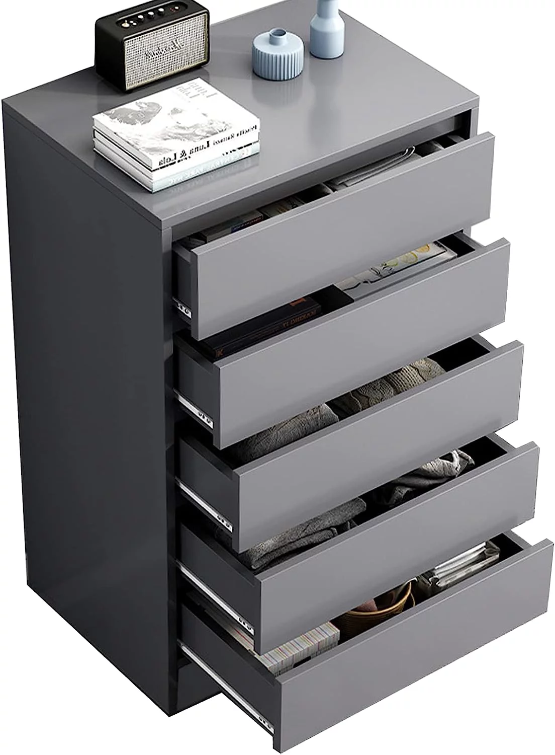 VENZITORY 5 Drawer Dresser Storage Dresser  Modern Dresser for Bedroom  23.6" W*15.7" D*42.9" H  Nursery Dresser Organizer Nightstand  Wide Chest of Drawers for Living Room  B