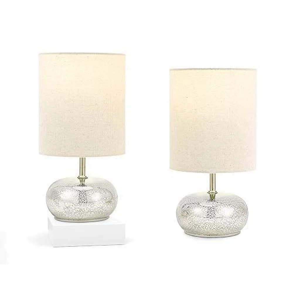 Catalina Mercury Glass Table Lamps in Beige with Fabric Shades (Set of 2)