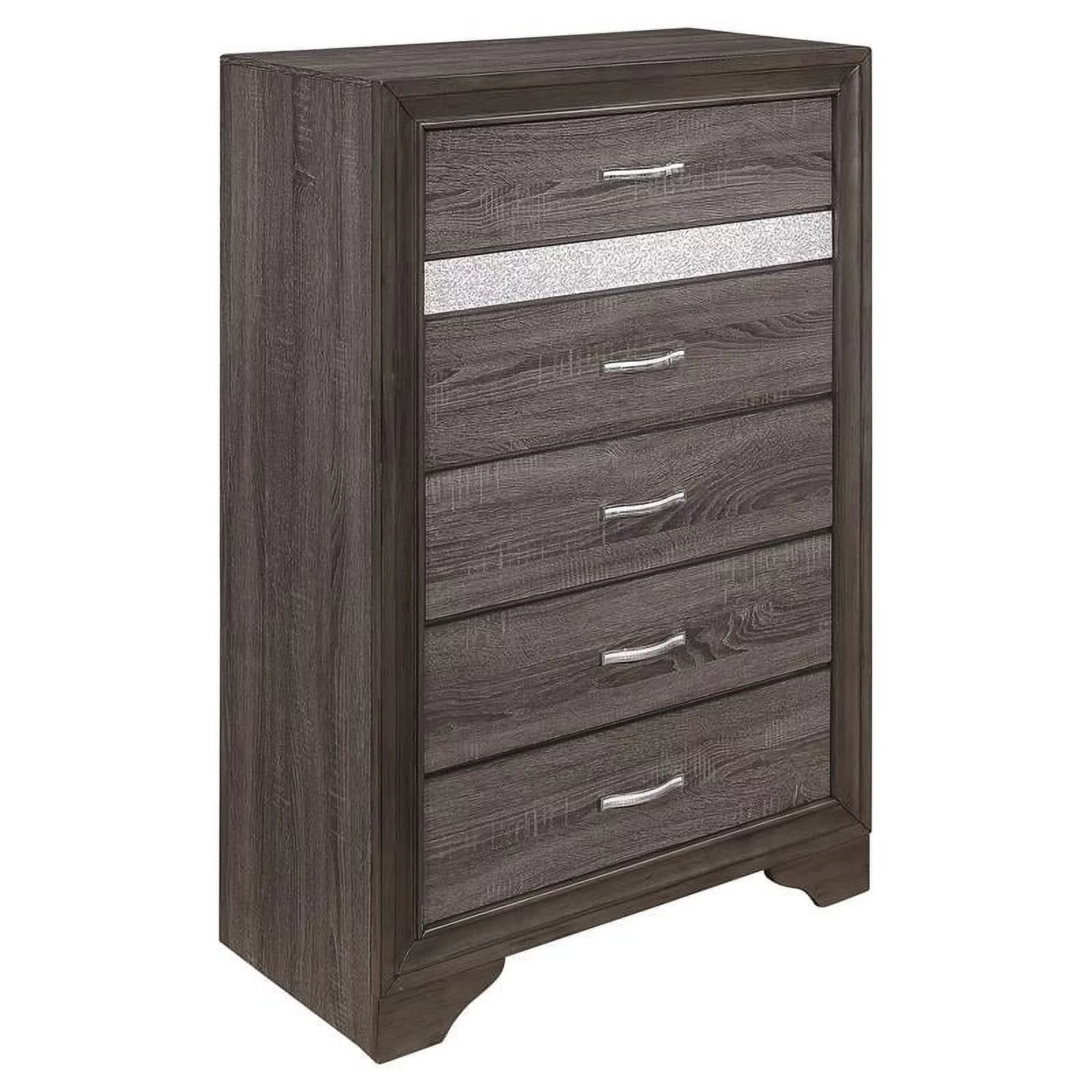 Lexicon Luster 6 Drawers Contemporary Wood Chest in Gray and Silver Glitter