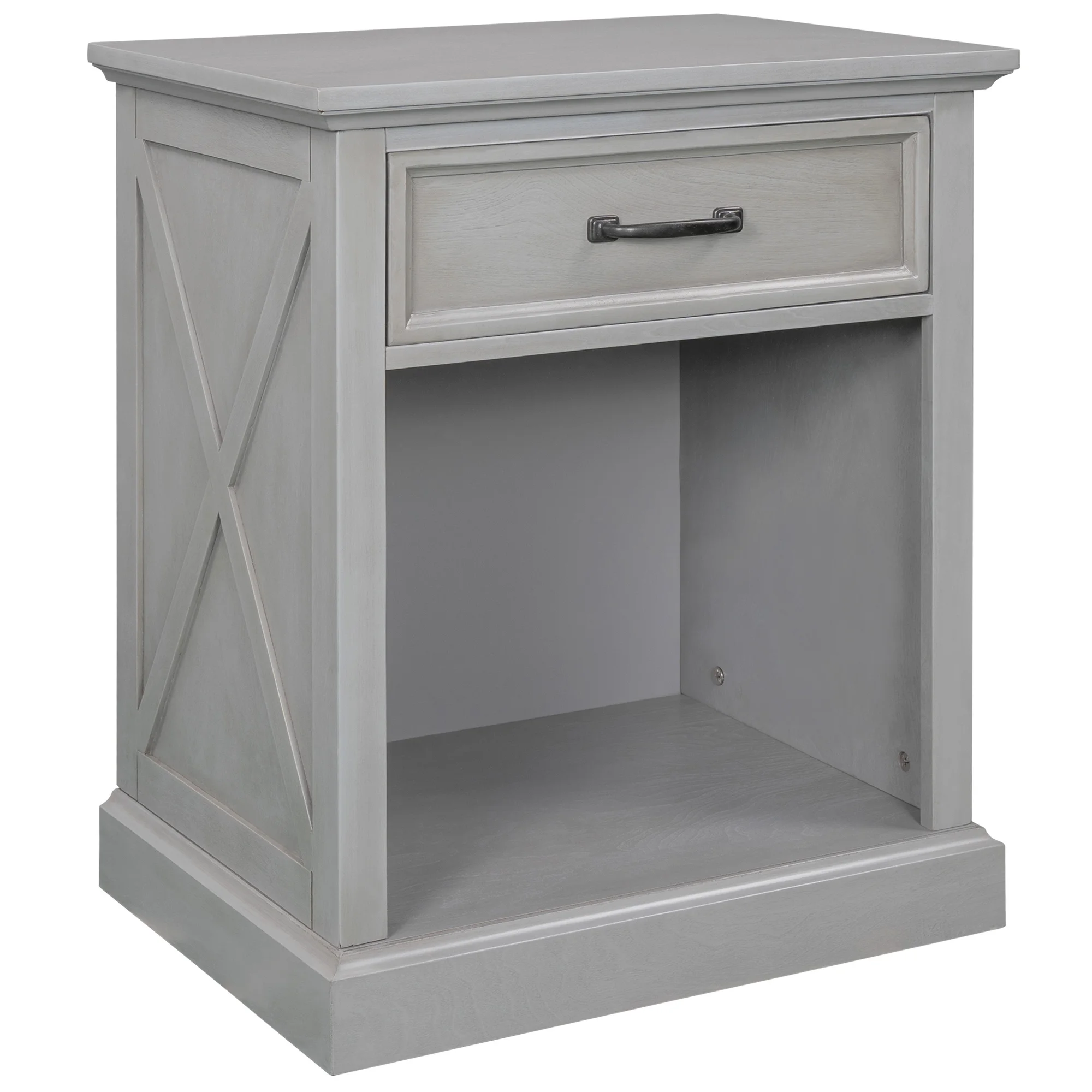LANTRO JS Old Paint Style Modern Wooden Nightstand with Drawers Storage for Living Room, Bedroom, Gray