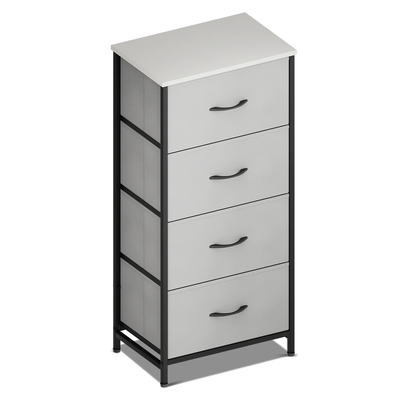 Magshion Wooden 4 Drawers Chest Dresser, Metal Frame Fabric Drawer Organizer Closet, for Bedroom Living Room Entryway, Gray