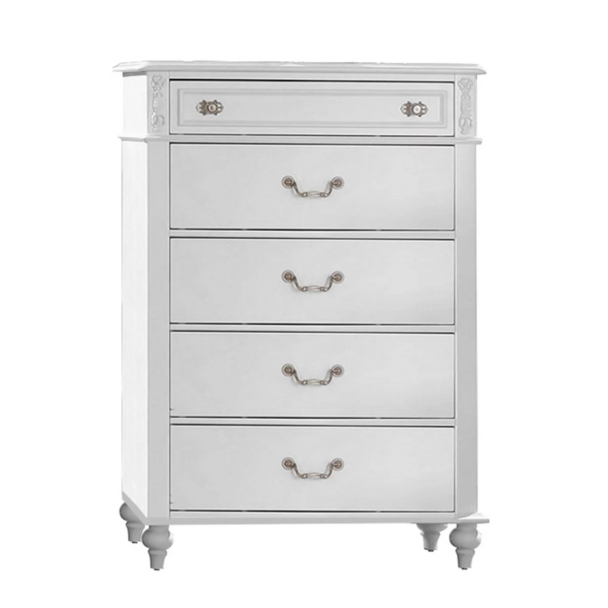 Chest with Molded Trim and Ornate Carvings, White