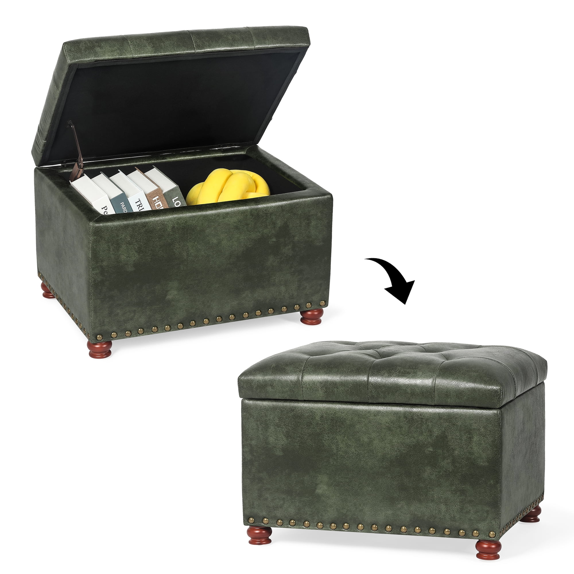 Homebeez Storage Ottoman Bench Foldable Seat Footrest Shoe Bench End of Bed Storage with Hinges for Living Room Bedroom Office Couch Entryway