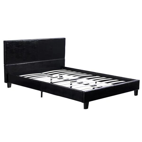 Wulawindy Faux Leather Upholstered Platform Bed Frame Black With Wooden Slats Twin59.8.X80.7x35 Inches