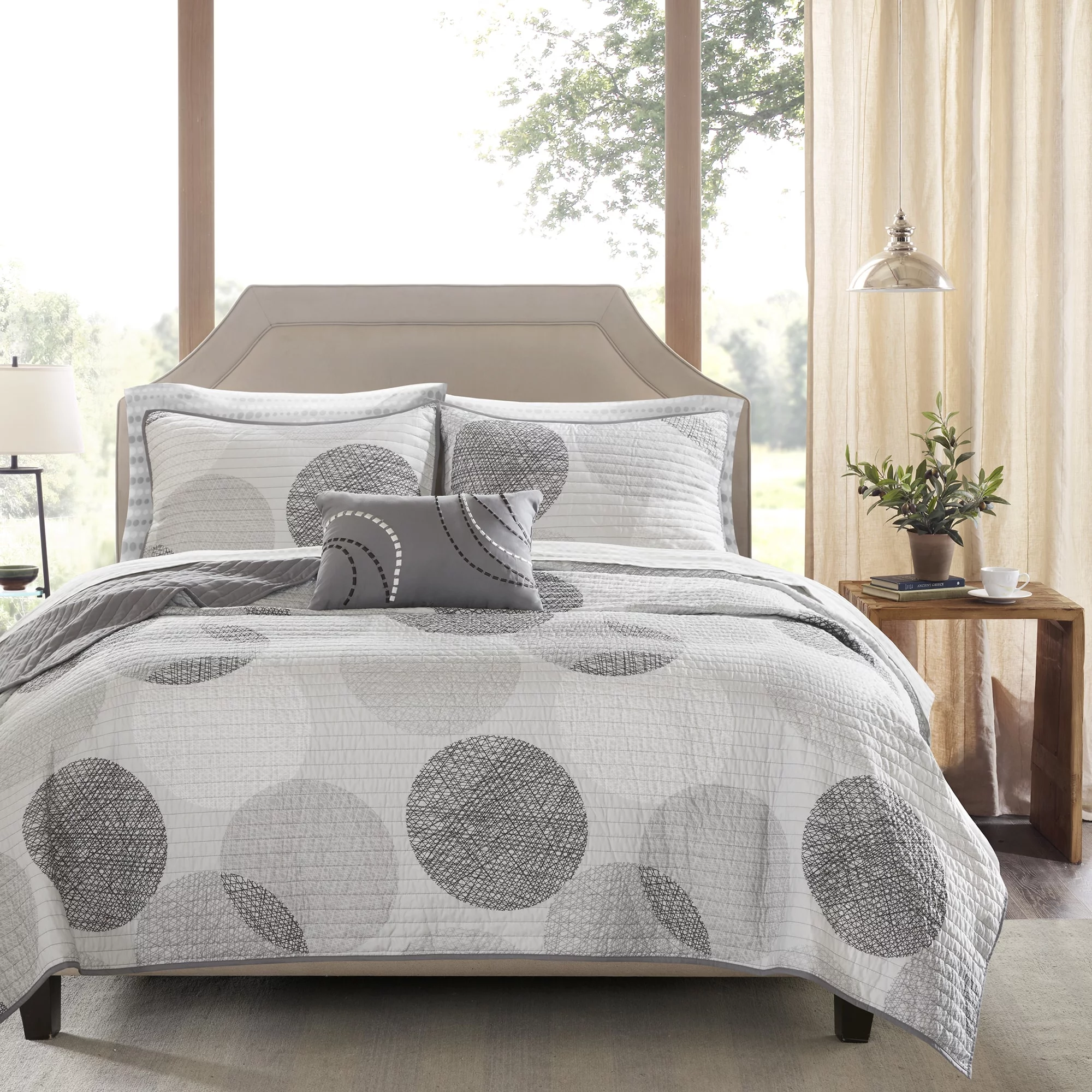 Home Essence Cabrillo Bed in a Bag Coverlet Bedding Set, Gray, Queen