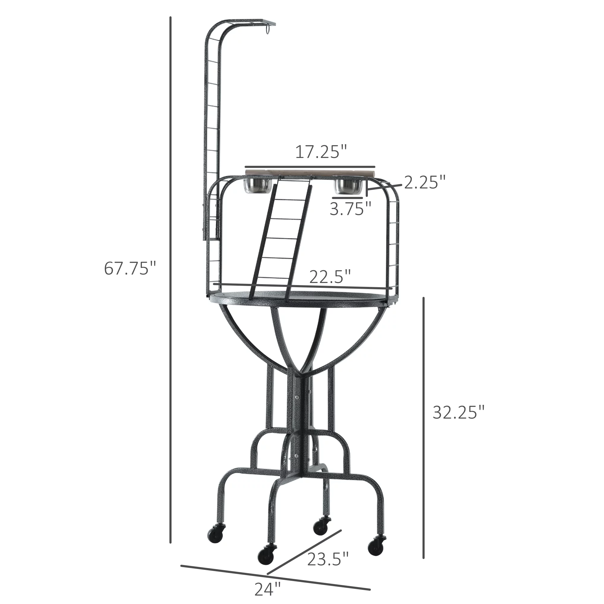 PawHut Parrot Stand Large Bird Perch Stand with Toy Hook & 3 Ladders