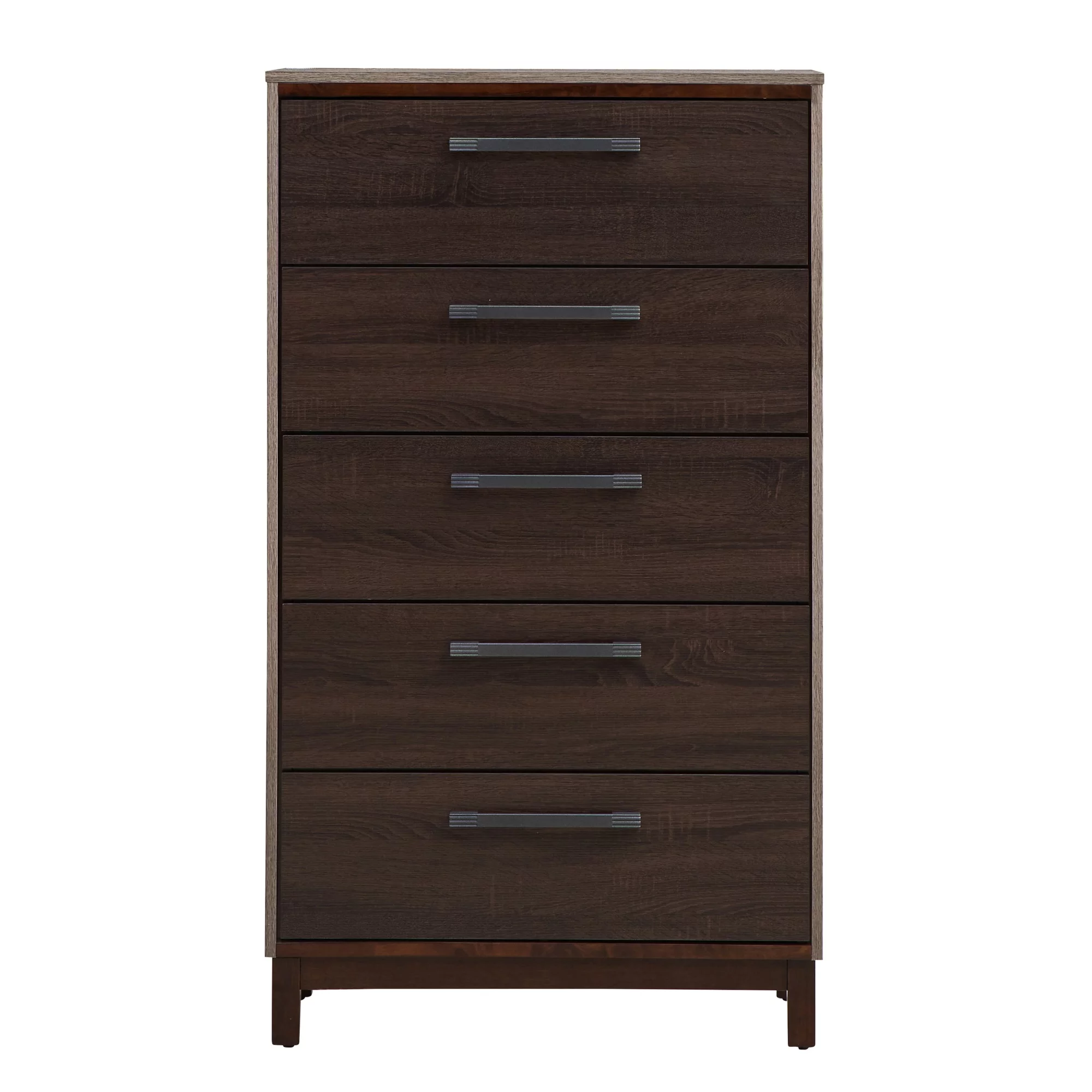 Passion Furniture  52.5 in. Magnolia 5 Drawer Chest of Drawers, Brown - 52.5 x 15.5 x 30.2 in.