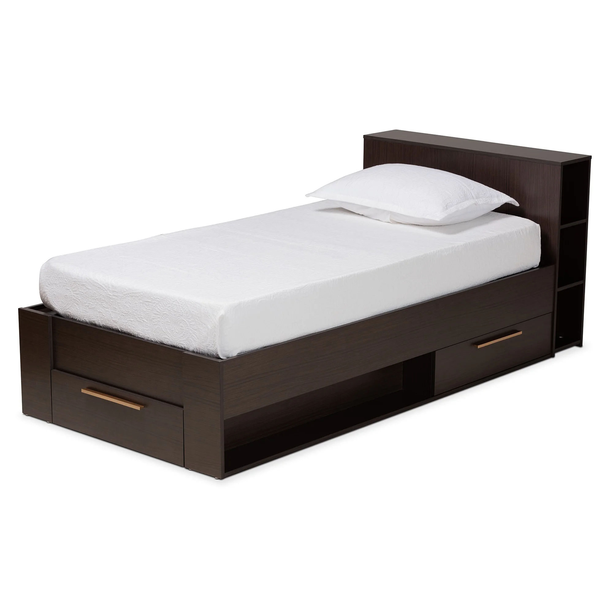 Baxton Studio Carlson Brown Finished Wood Twin Size 3-Drawer Platform Bed