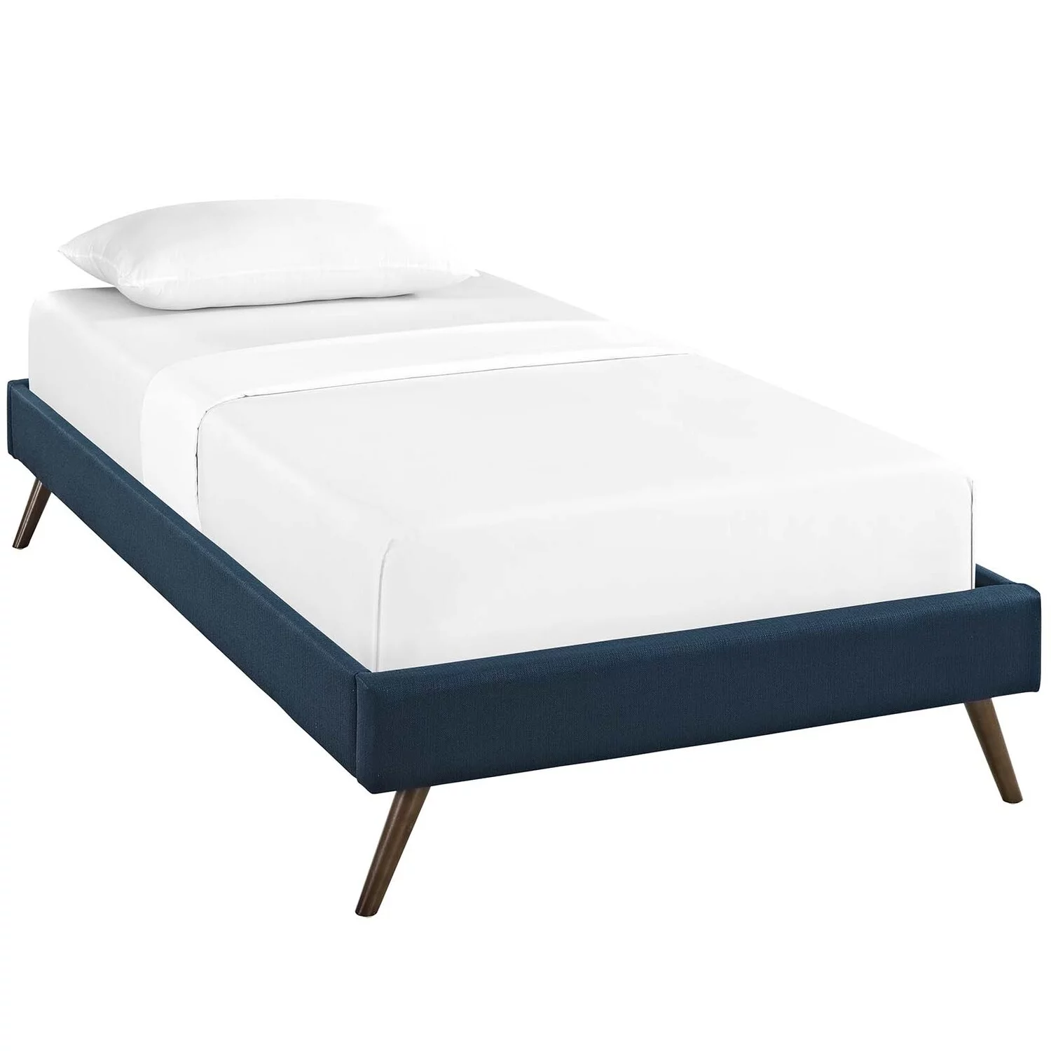 Modway Loryn Twin Fabric Bed Frame with Round Splayed Legs in Azure