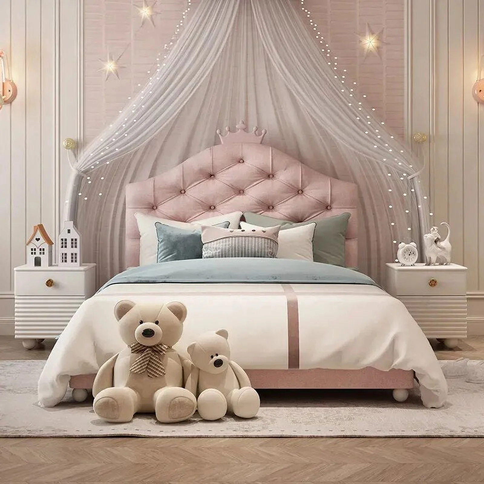 Modern Princess Children Bed Girl Small Apartment Luxury Children Beds Minimalist Single Wood Cama Infantil Bedroom Furniture WZ