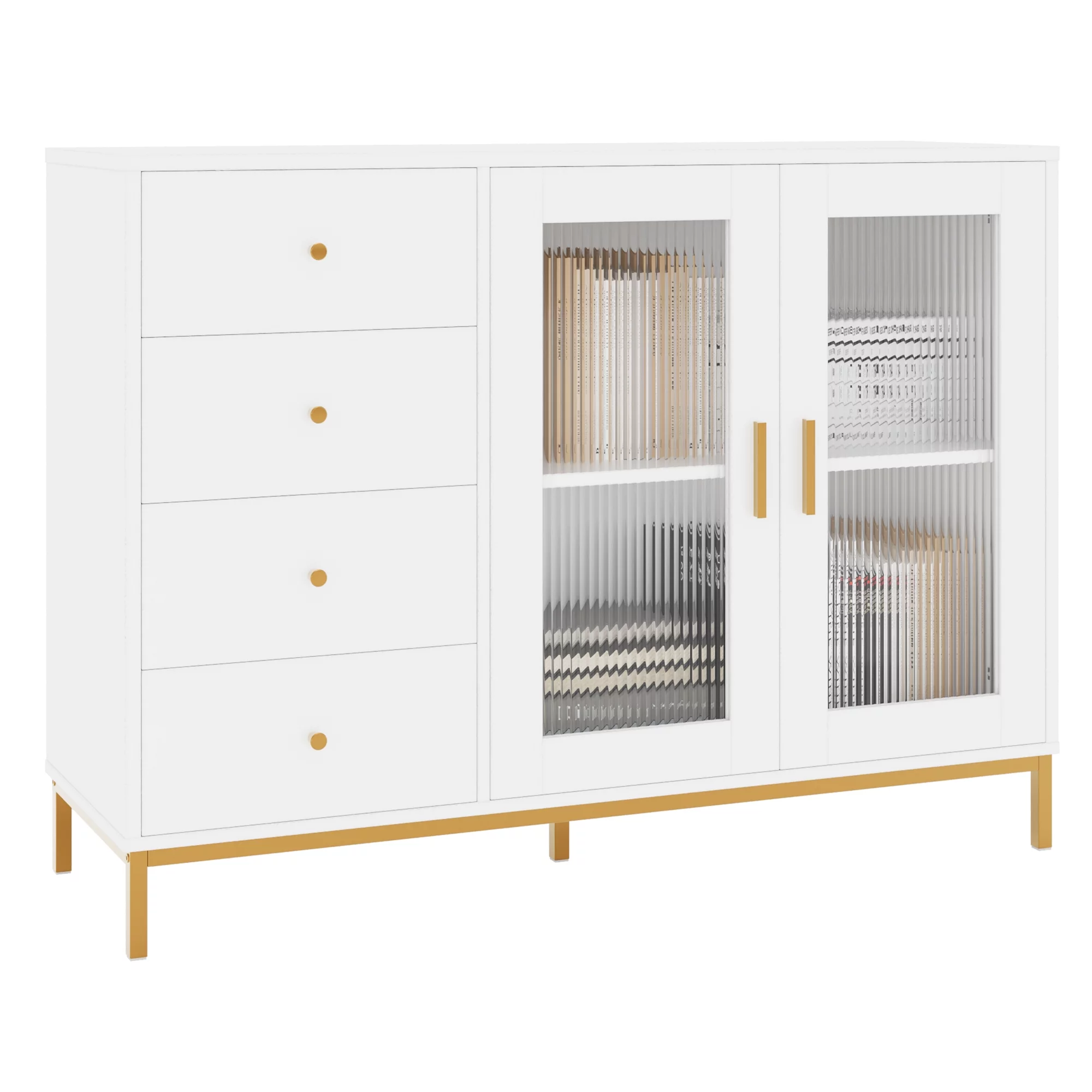 Homfa Console Cabinet with 4 Drawers for Living Room, 47.2
